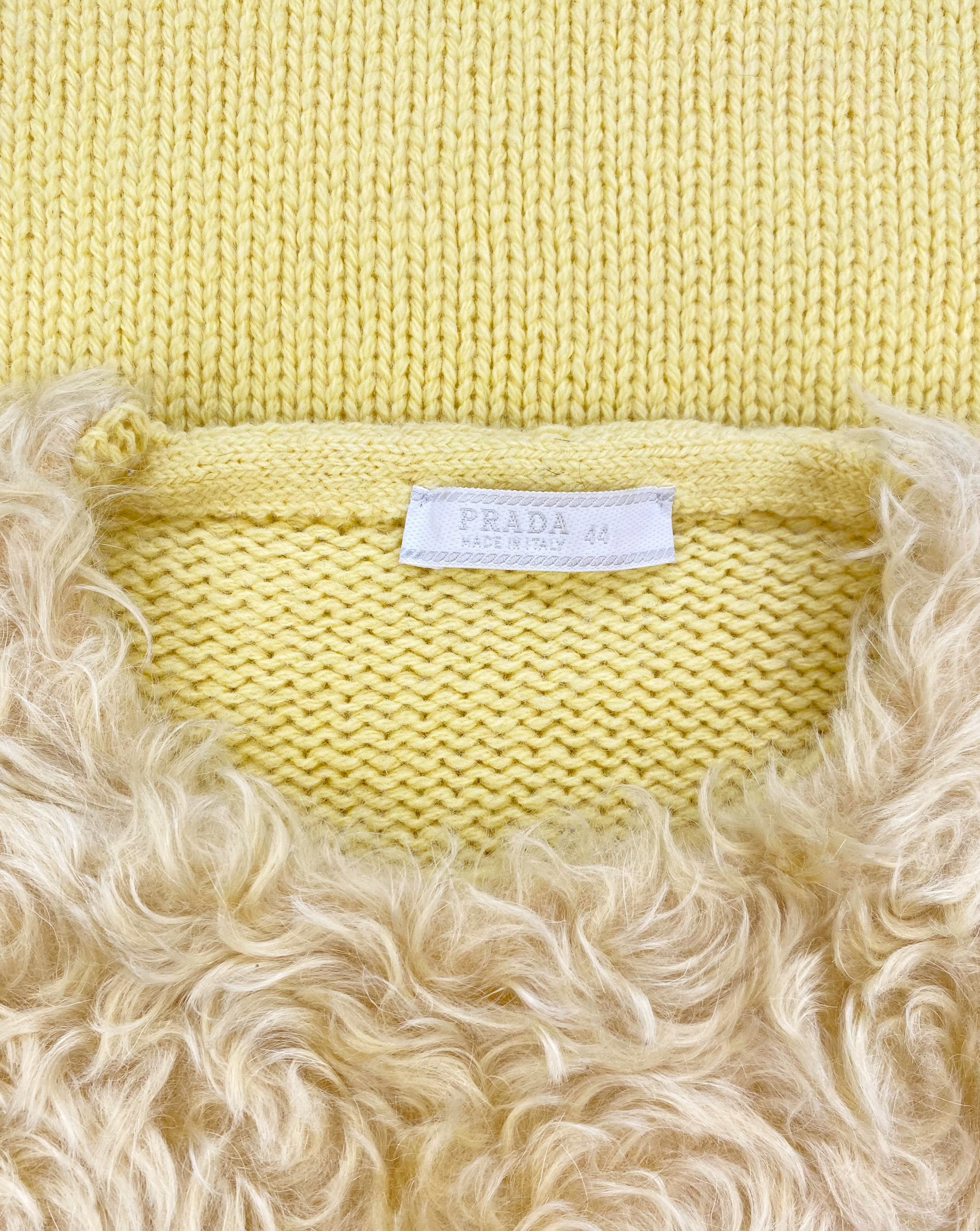 AW07 Prada Faux Fur Yellow Mohair Knitted Sweater