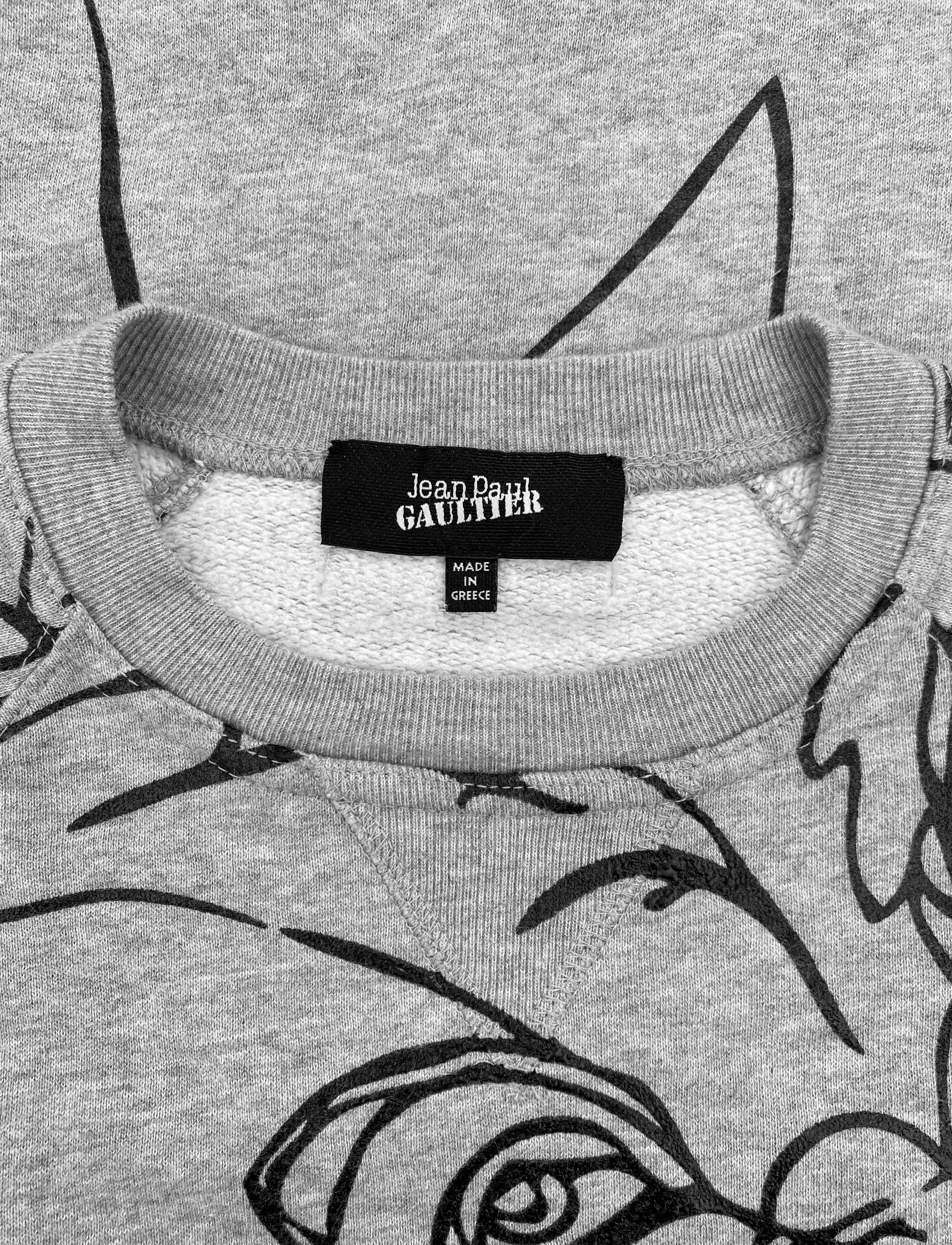 00’s Jean Paul Gaultier “Face” Abstract Stencil Crewneck
