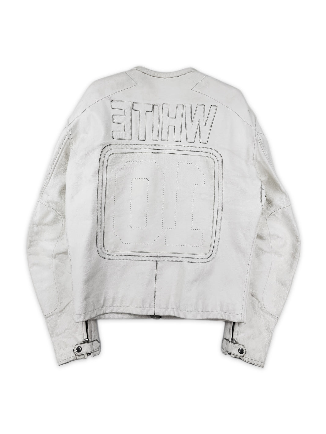 SS02 Maison Margiela ‘WHITE’ Cafe Racer Patched Leather Jacket