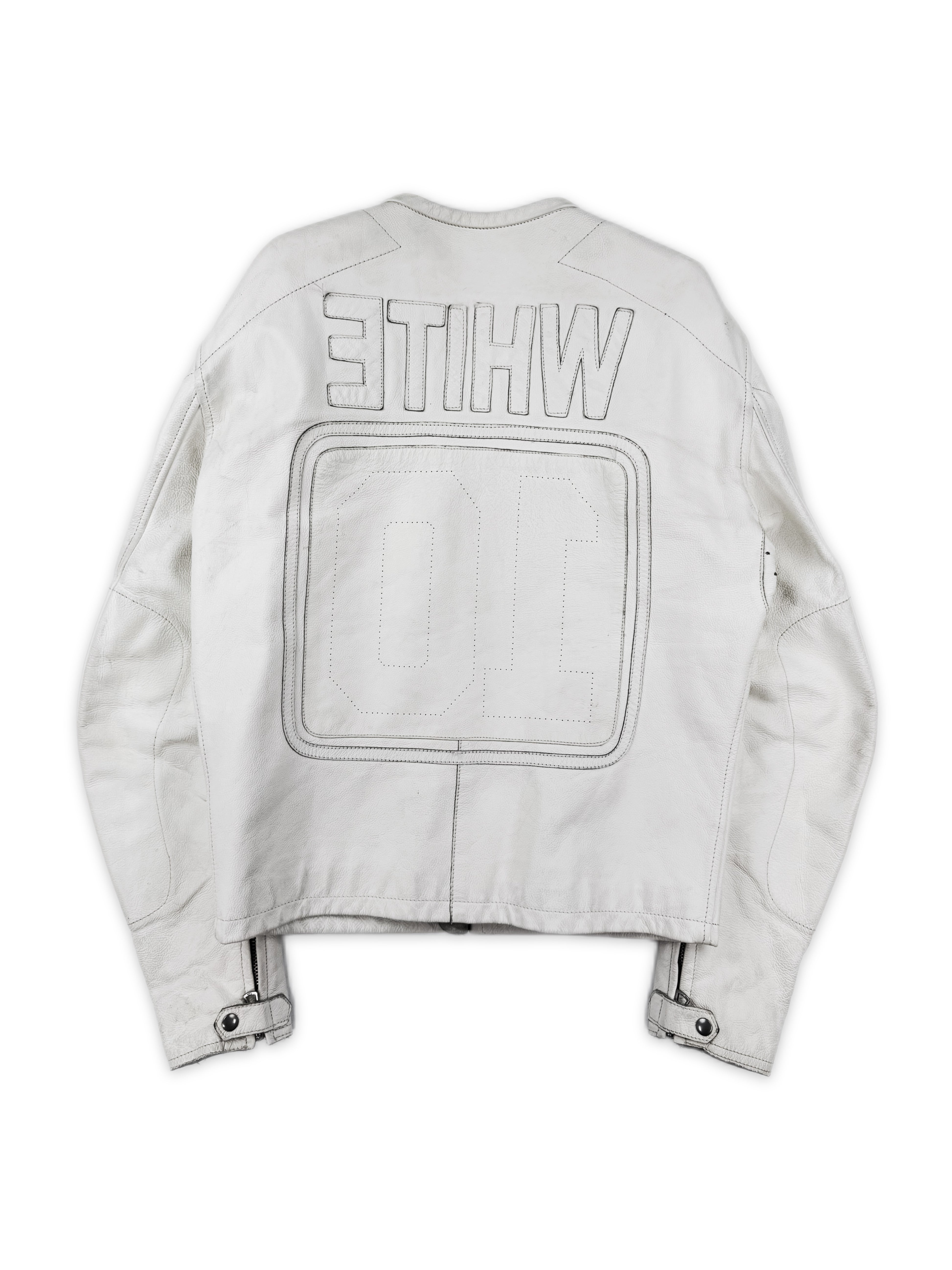 SS02 Maison Margiela ‘WHITE’ Cafe Racer Patched Leather Jacket