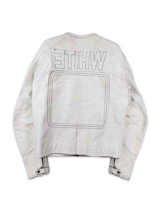SS02 Maison Margiela ‘WHITE’ Cafe Racer Patched Leather Jacket