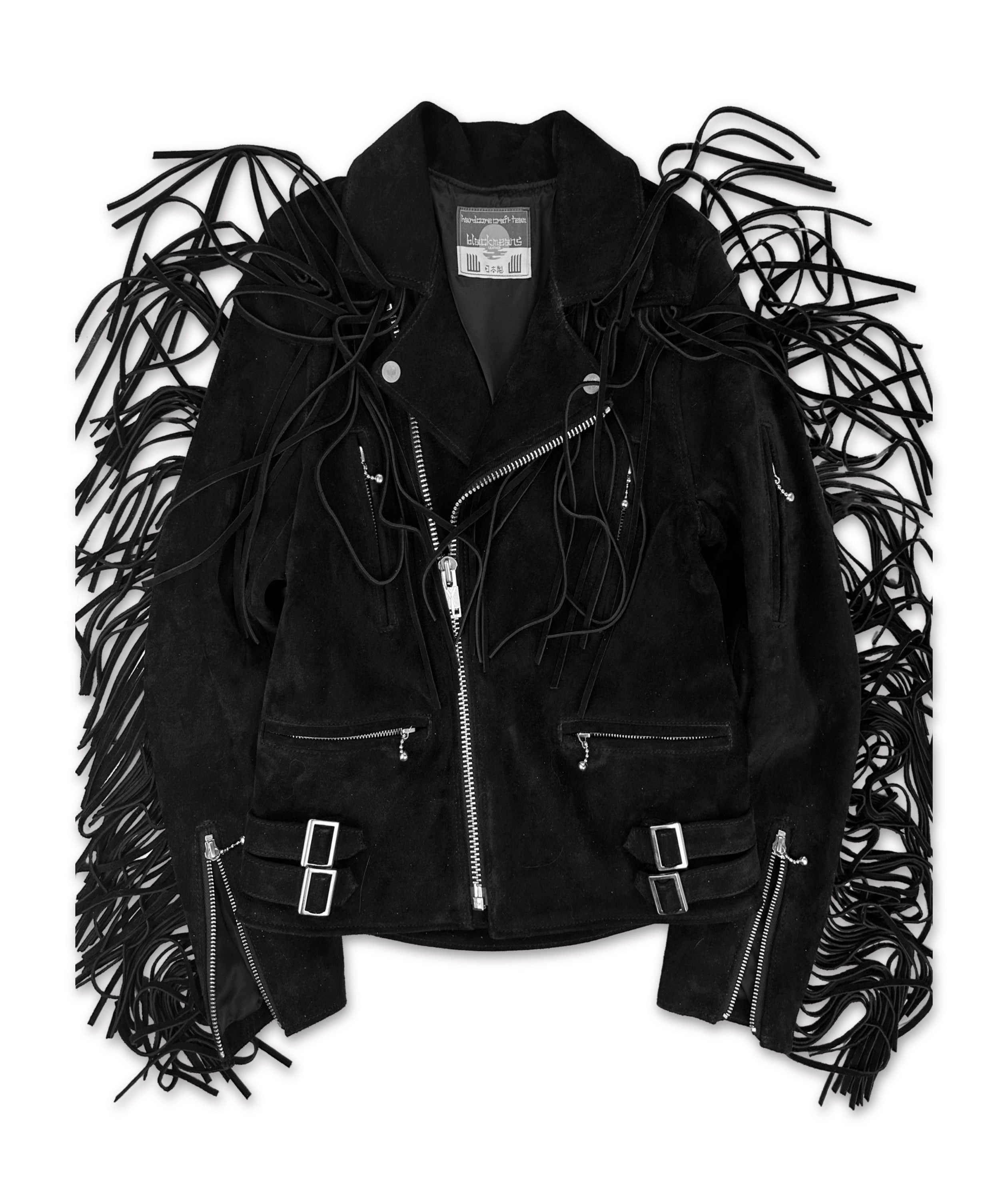 AW22 Blackmeans ‘Fringe’ Black Suede Western Biker Jacket