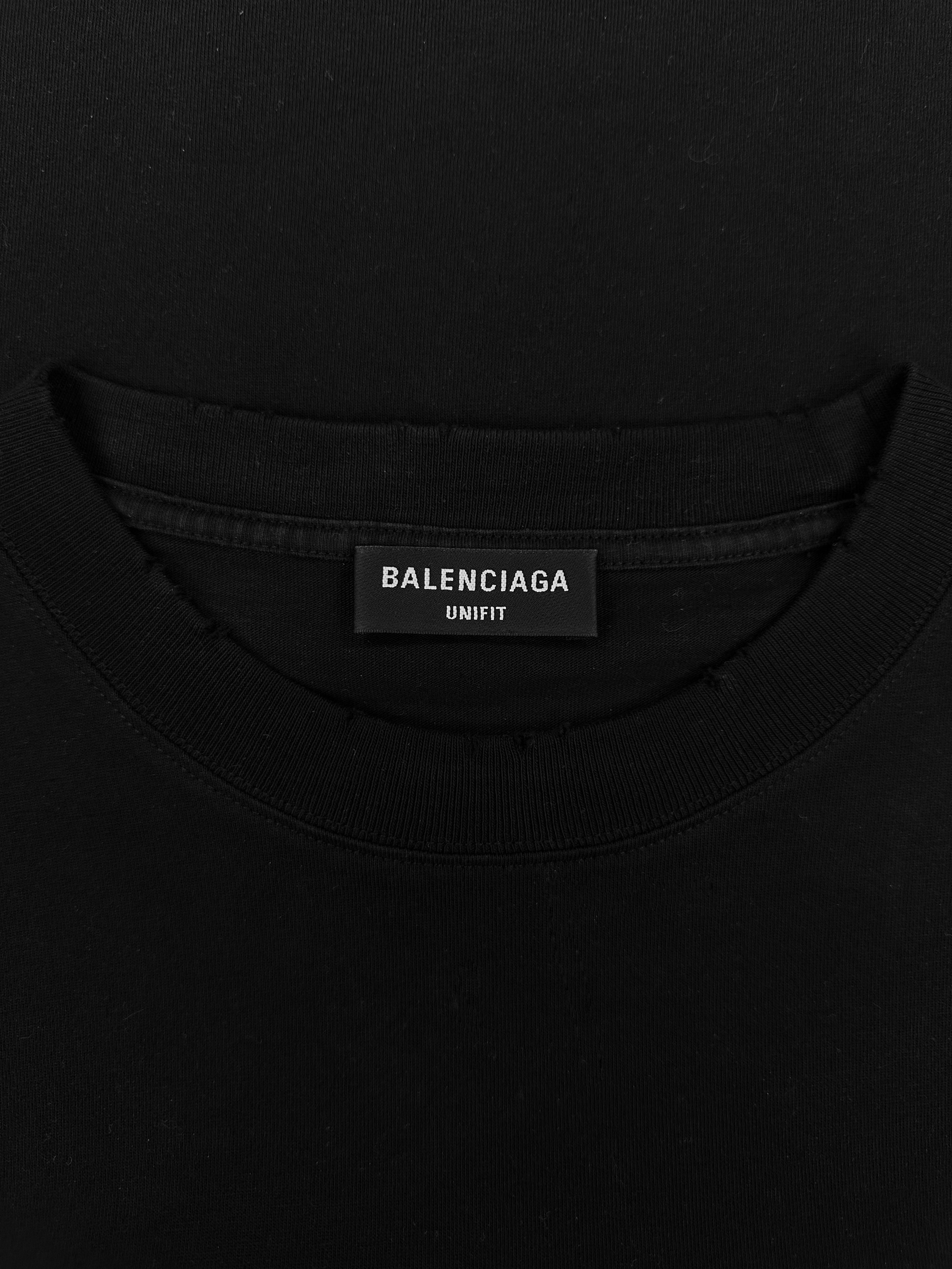 Balenciaga ‘Free’ Collegiate Logo Black Fitted T-Shirt
