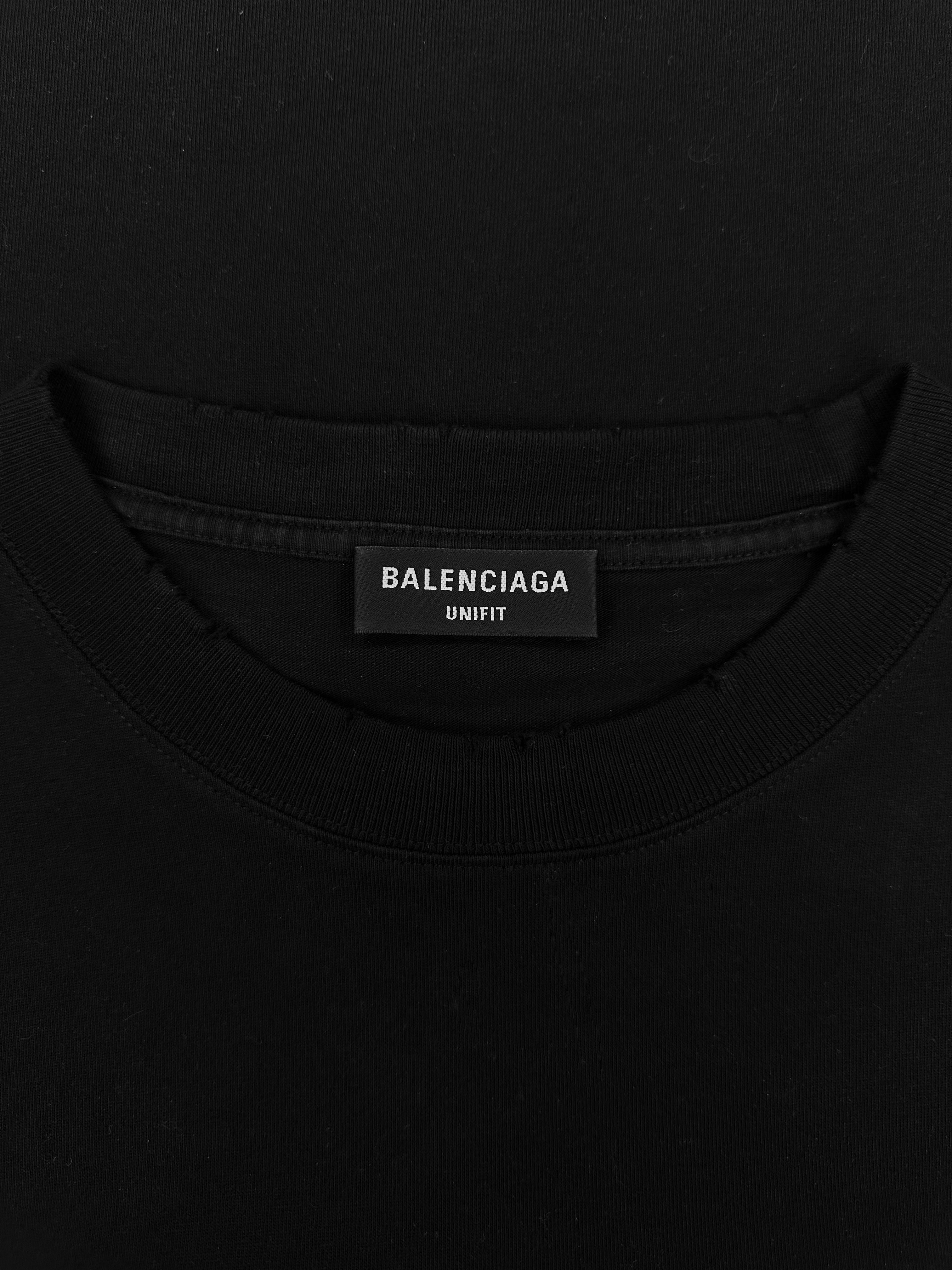 Balenciaga ‘Free’ Collegiate Logo Black Fitted T-Shirt