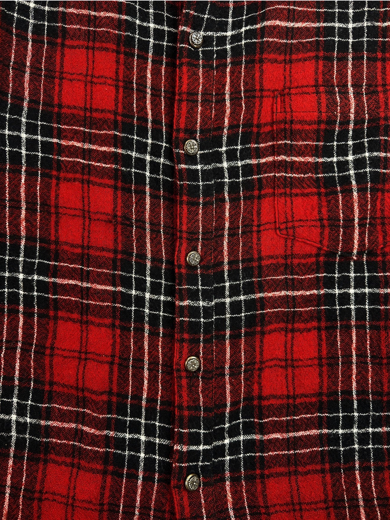 Chrome Hearts Dual Cross Patch Red Oval Button Heavy Weight Wool Flannel