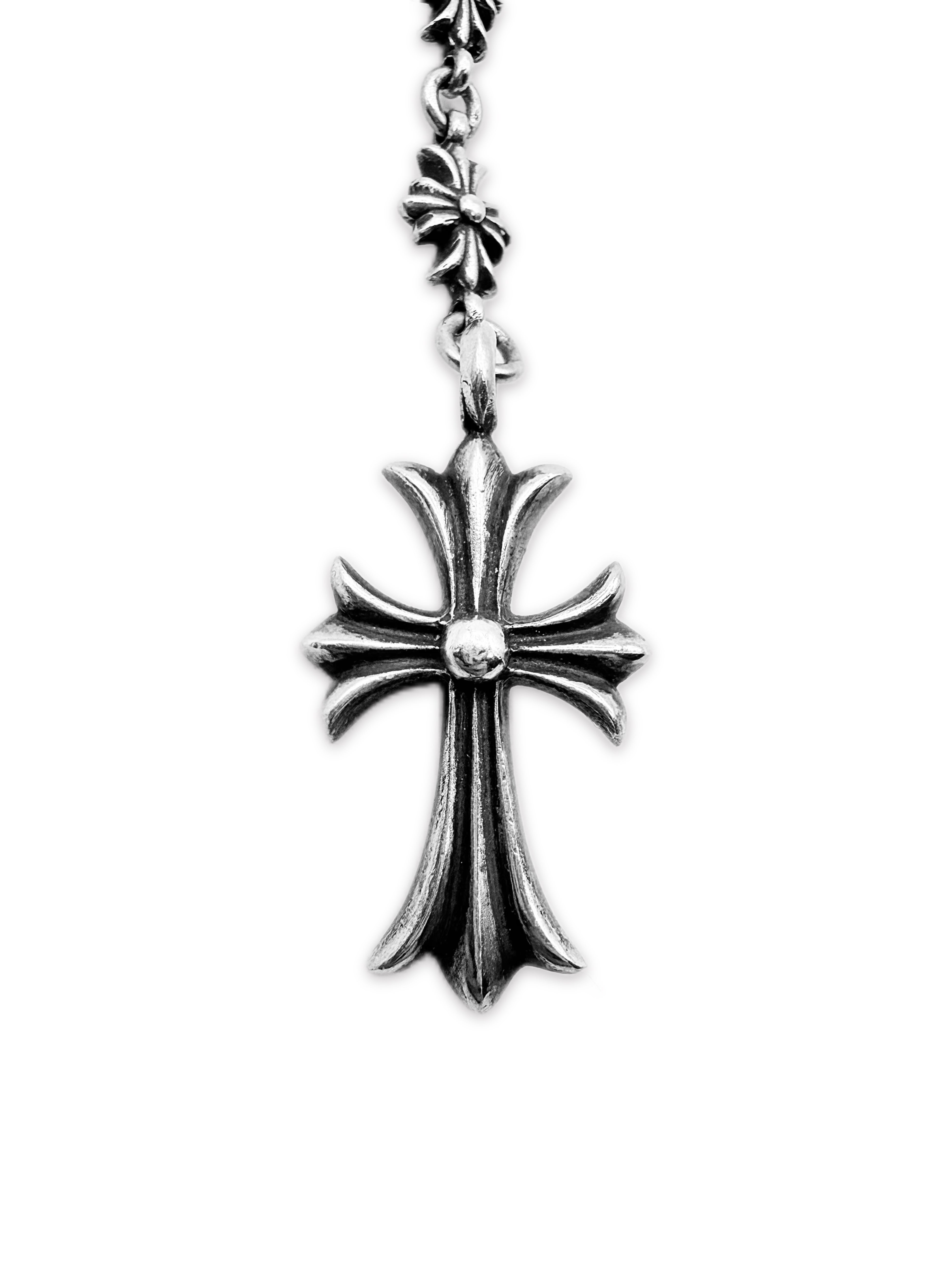 Chrome Hearts Tiny E Multi Cross Tiny E .925 Silver Rosary Necklace