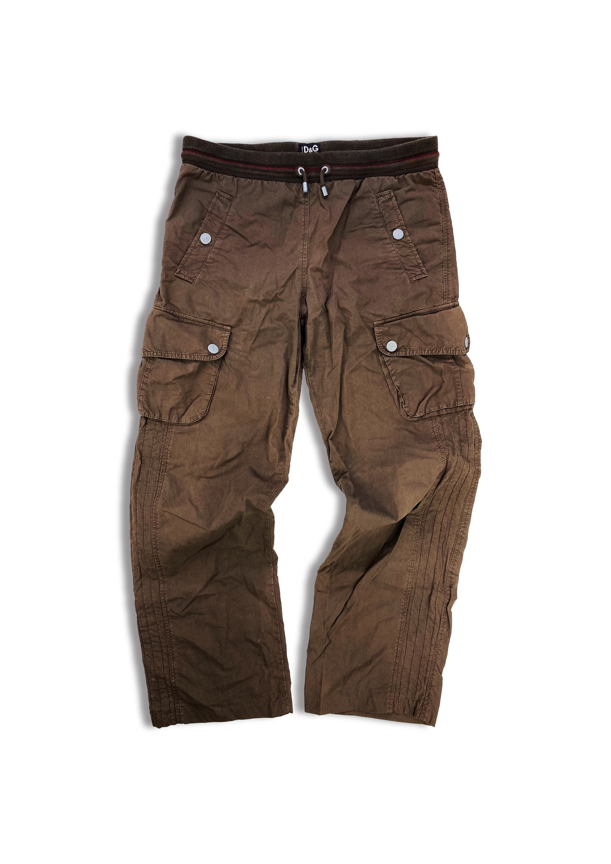 2000s Dolce &amp; Gabbana Mocha Brown Metallic Cargo Pants