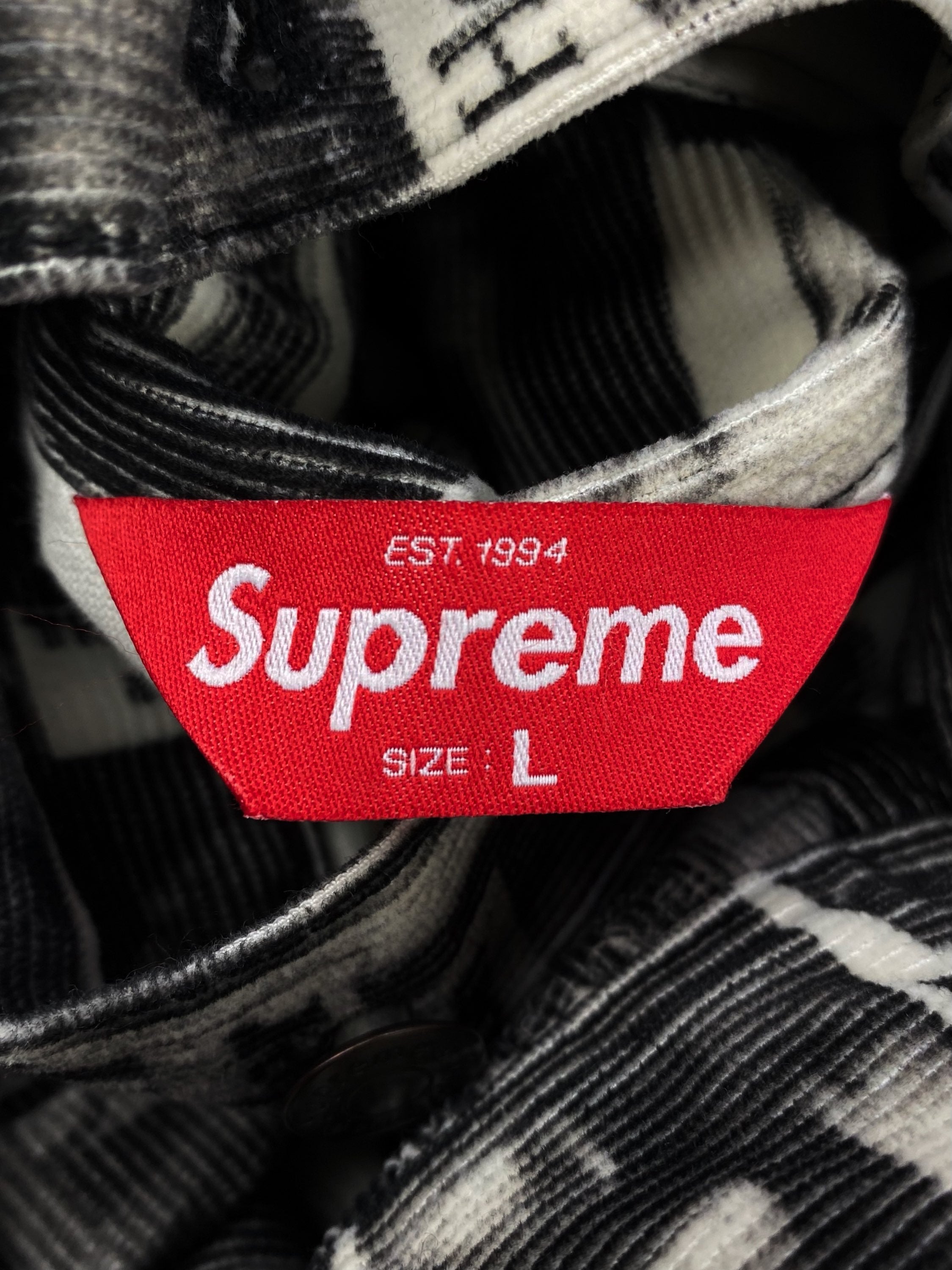 SS18 Supreme ‘Vibrations’ Collage Print Corduroy Trucker Jacket