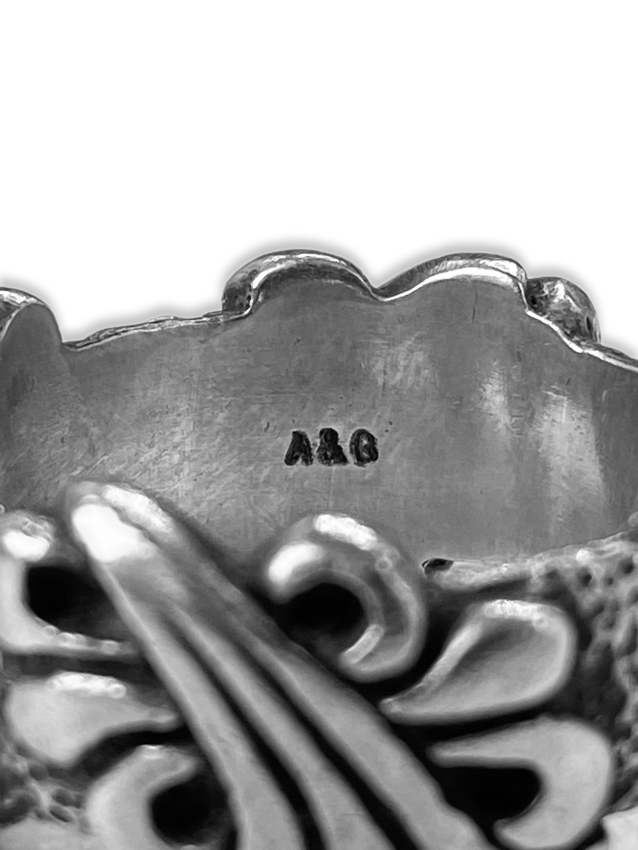 A&G Rock n’ Roll Couture .925 Silver Etched Le Fleur Ring