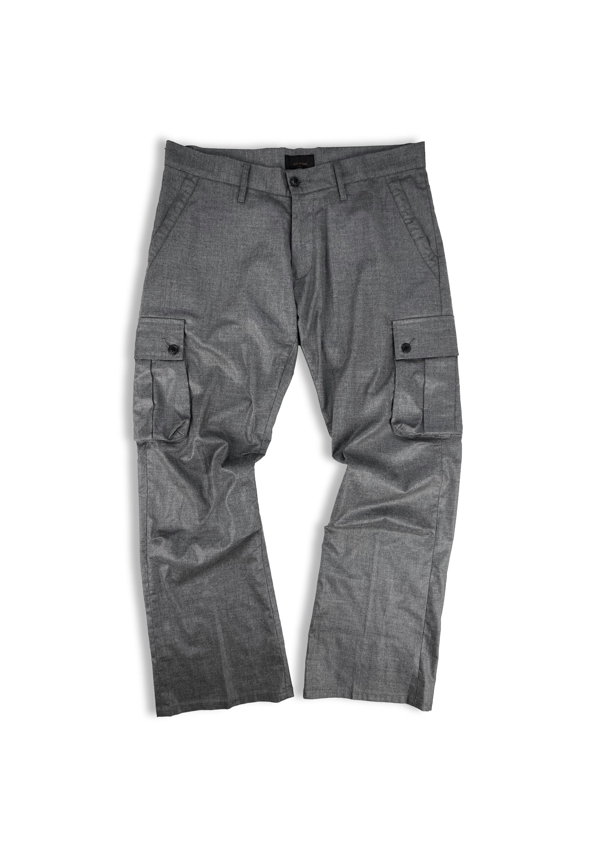 00s Tete Homme Grey Symmetric Button Clasp Cargo Pants