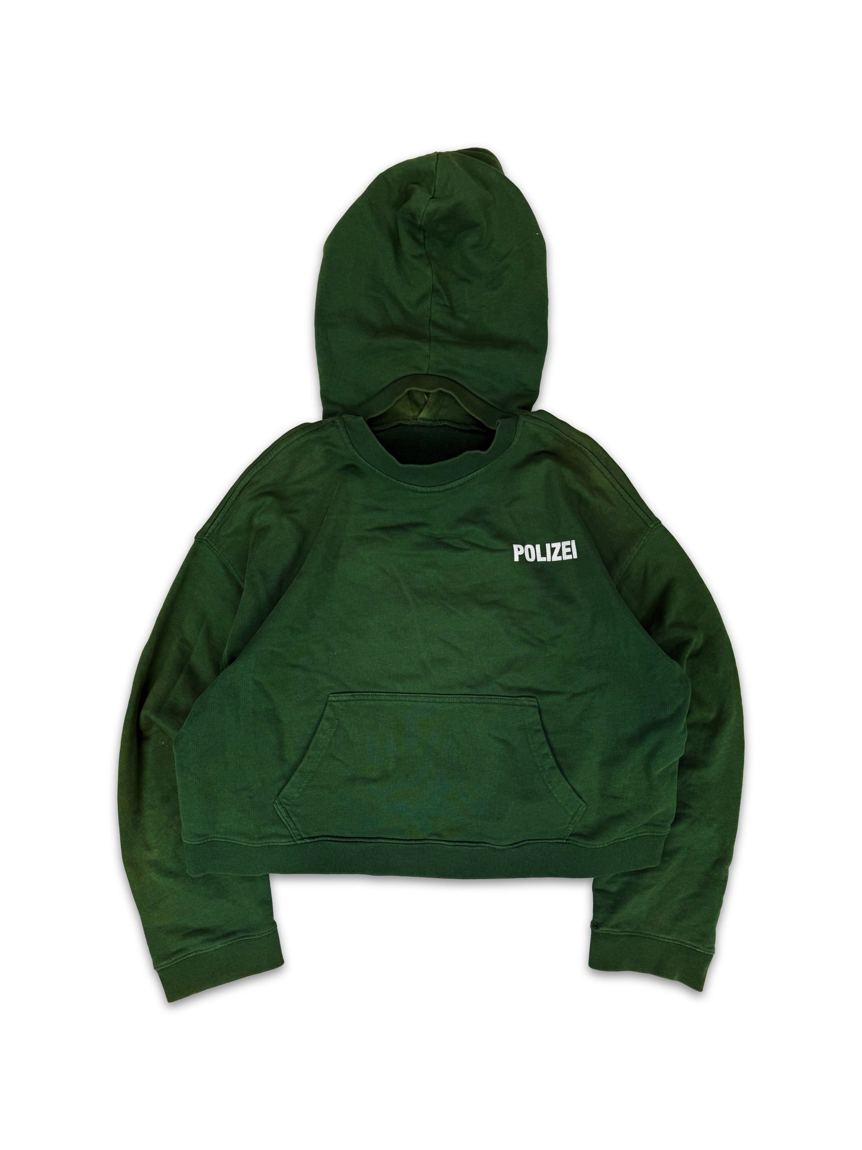 SS16 Vetements x Champion ‘Polizei’ Reversible Cropped Green Hoodie