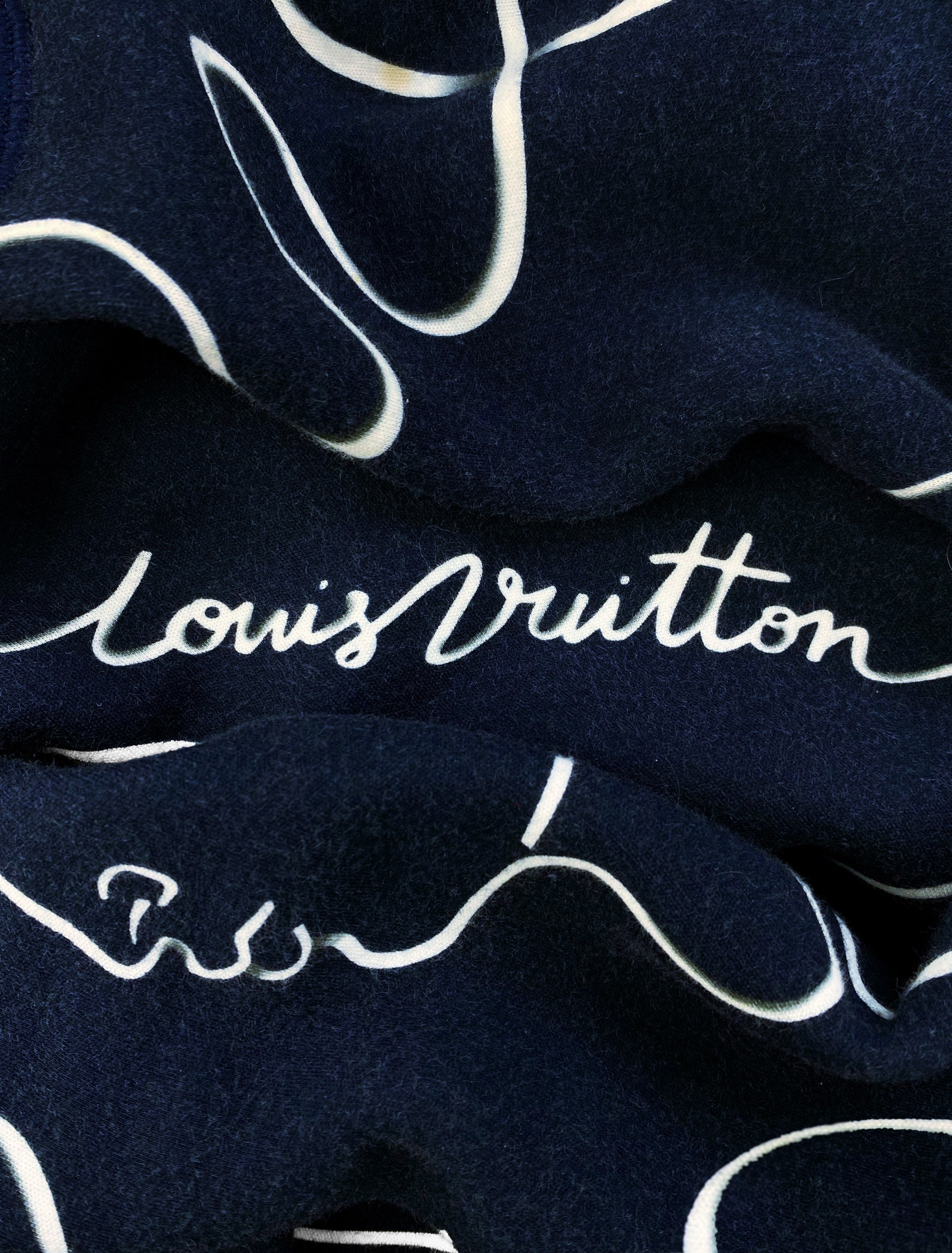 FW16 Louis Vuitton ‘Kiss’ Face Graphic Navy Blue Crewneck