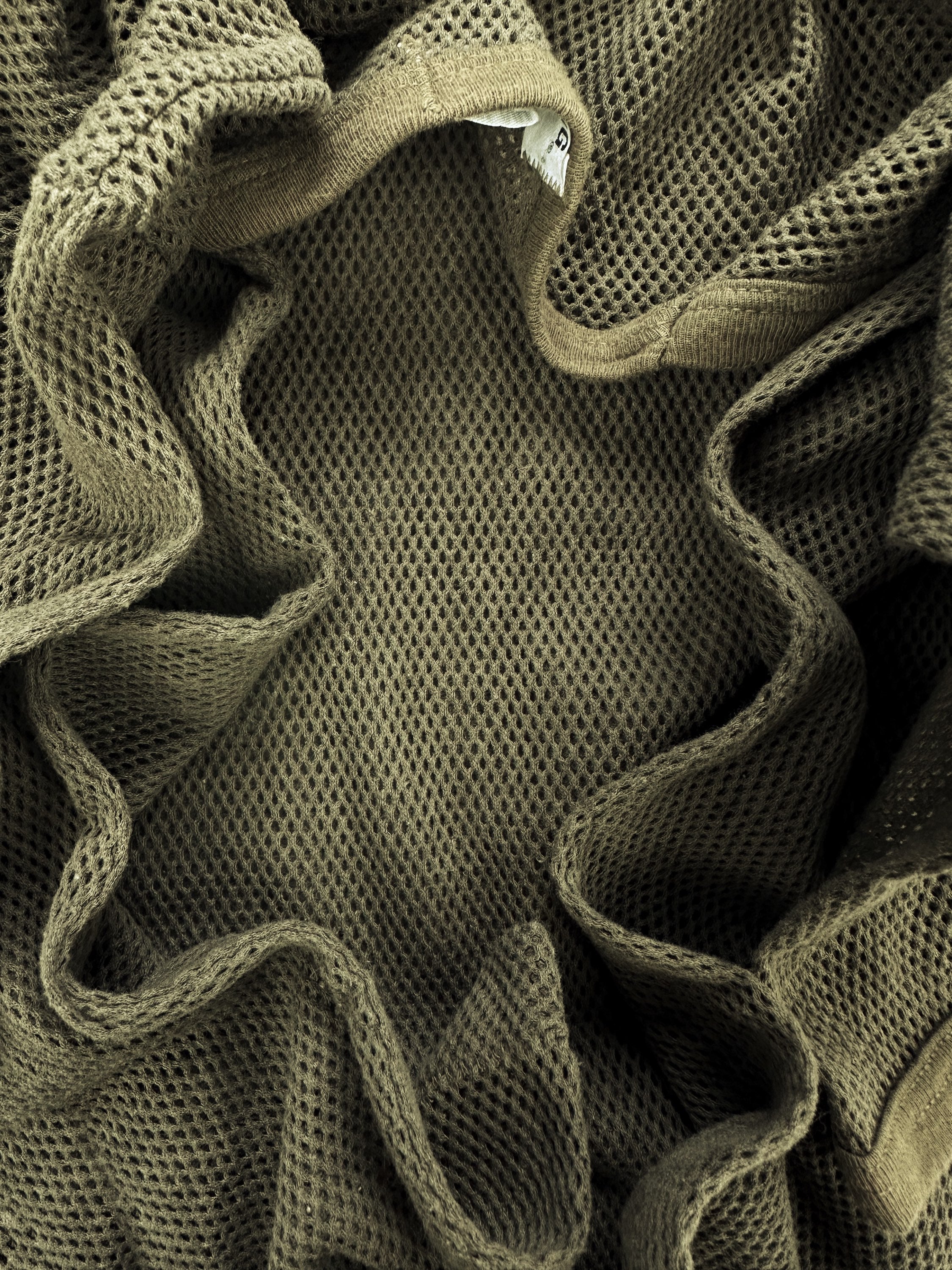 1998 Helmut Lang Olive Green Mesh T-Shirt