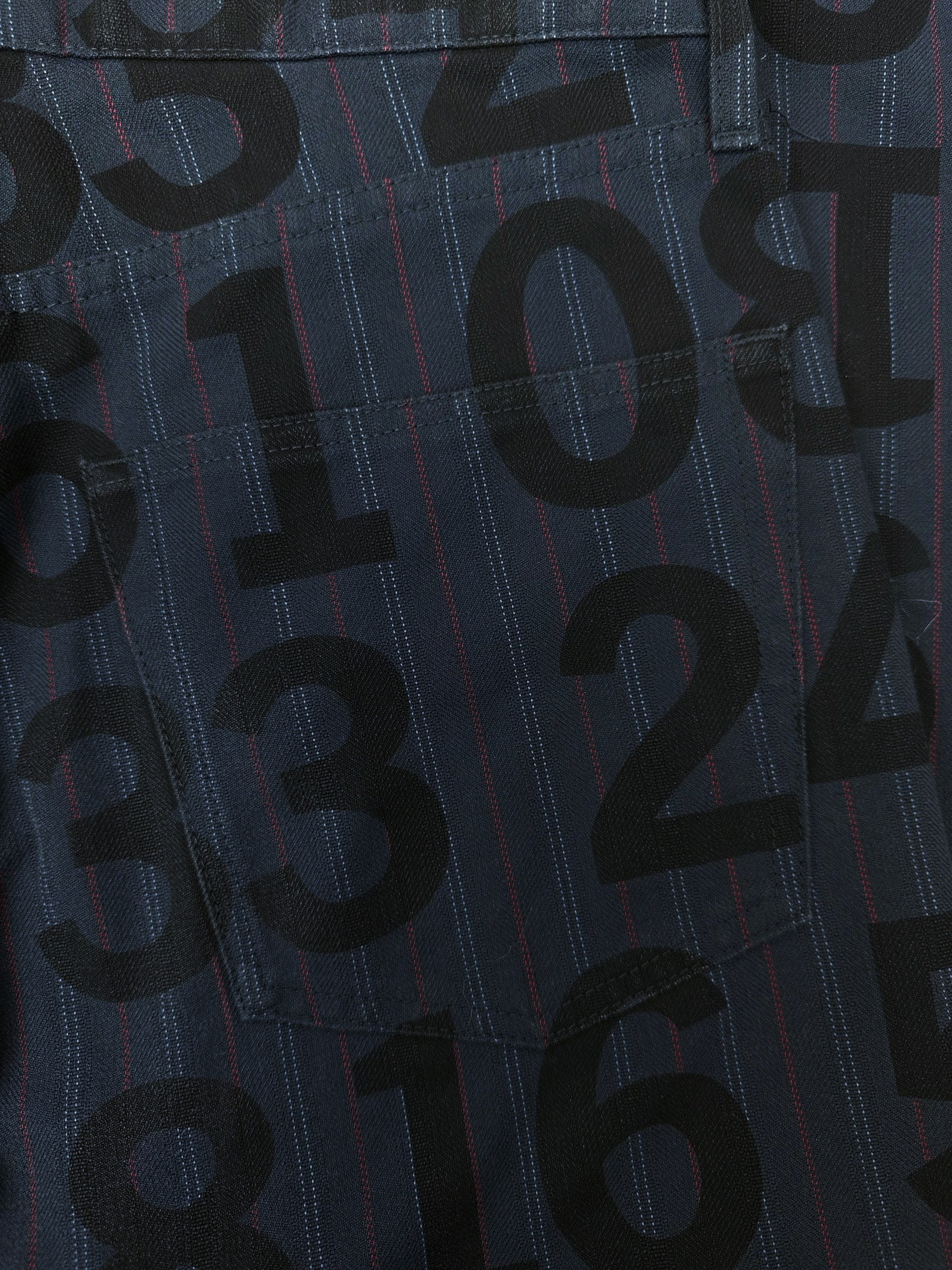 SS03 Junya Watanabe ‘Numbers’ Navy Blue Graphic Pants