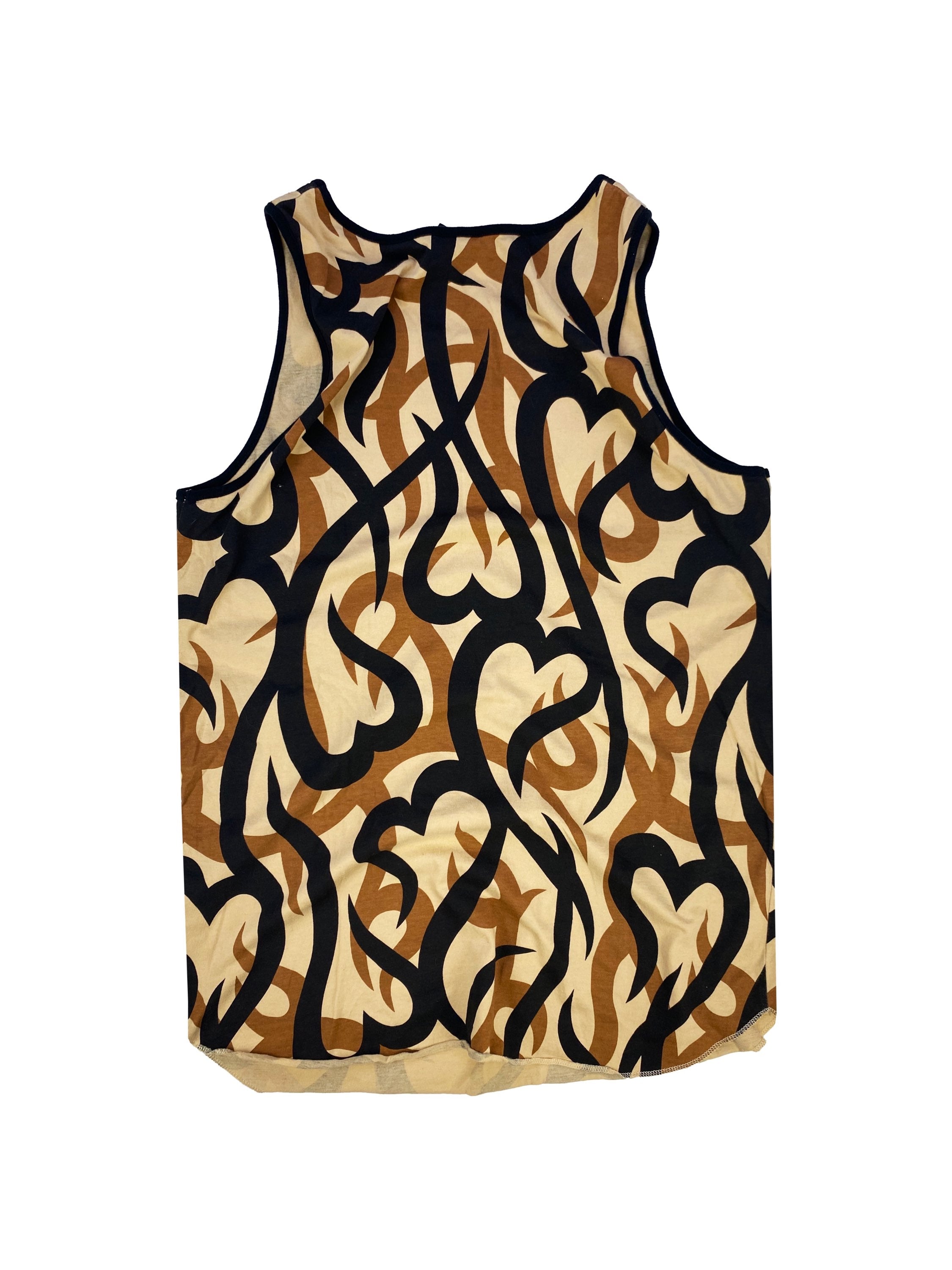 Number (N)ine Tribal Heart Motif Camo Sleeveless Tank-top