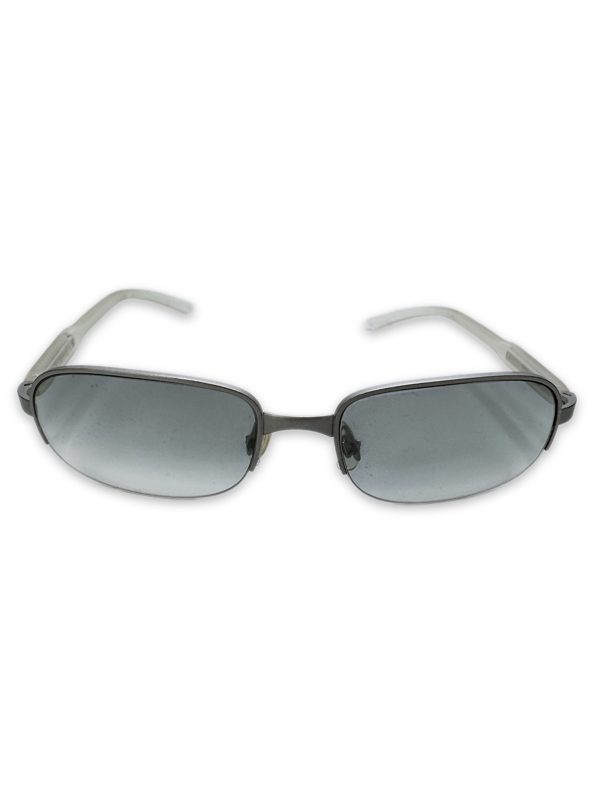 00s Prada Blue Tint Clear Rounded Frame Sunglasses