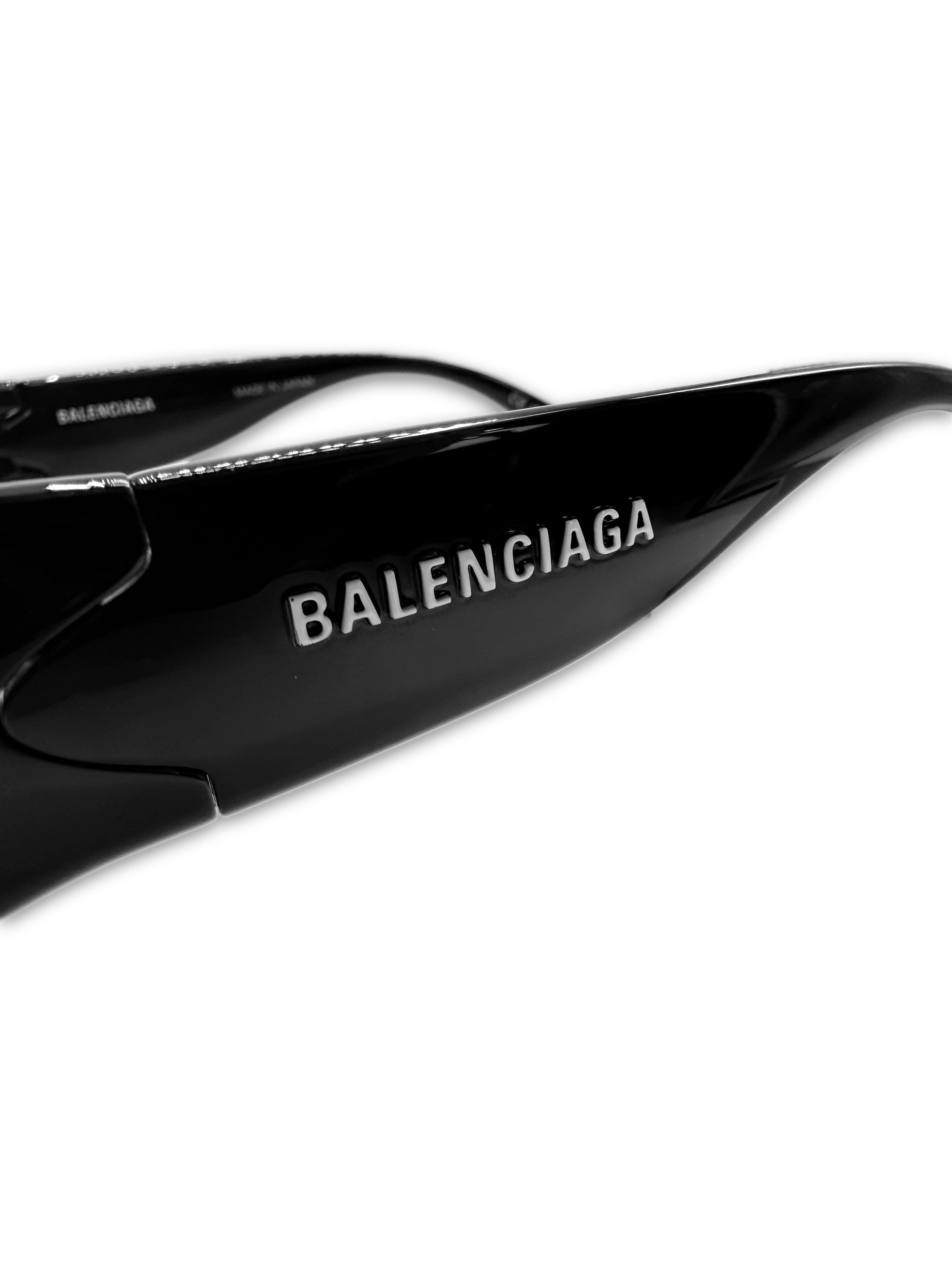 Balenciaga Black Tint Glossy ‘Logo’ Rounded Sunglasses