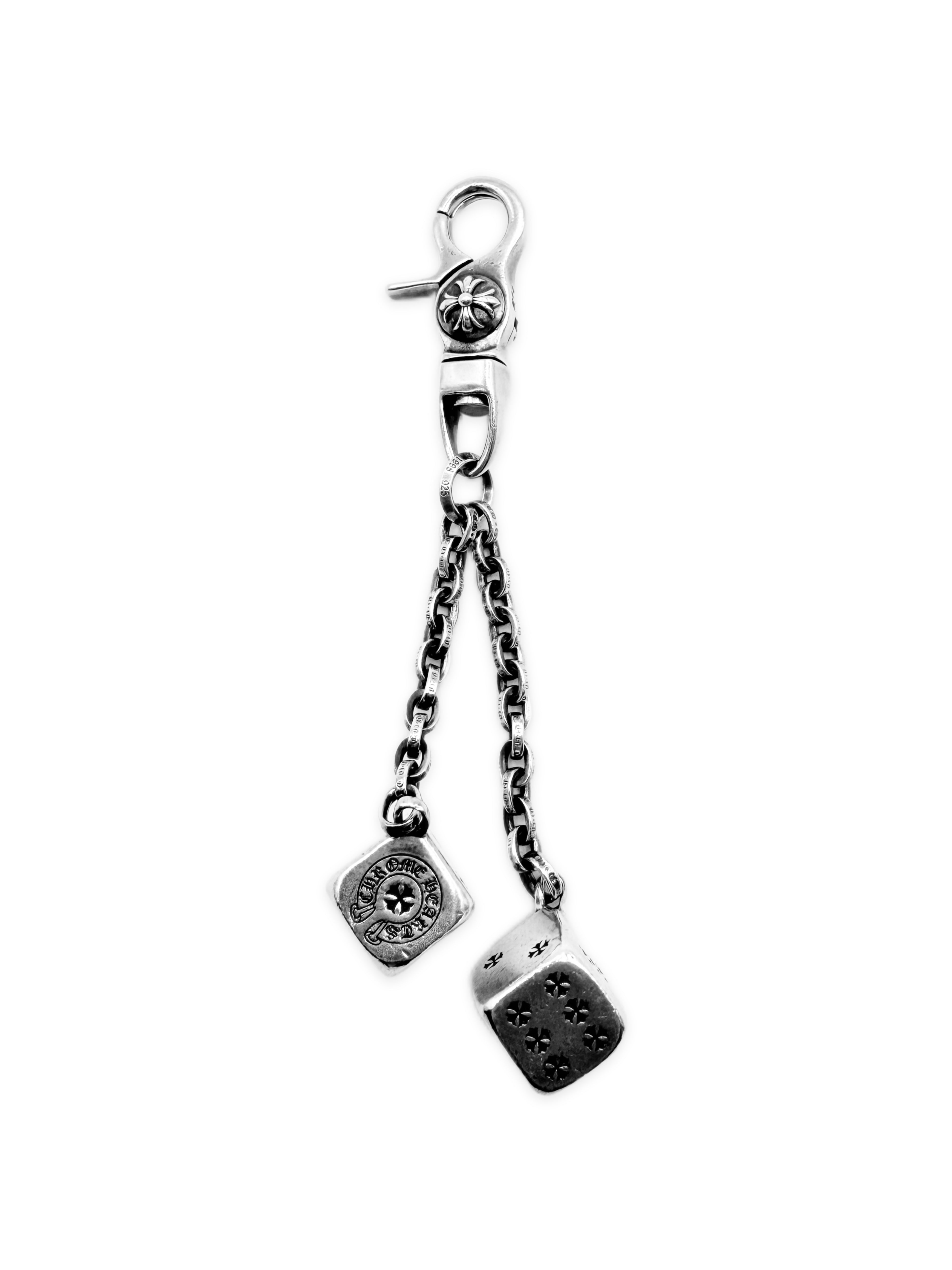 Chrome Hearts Dice Lobster Clasp .925 Silver Paper Chain Keychain