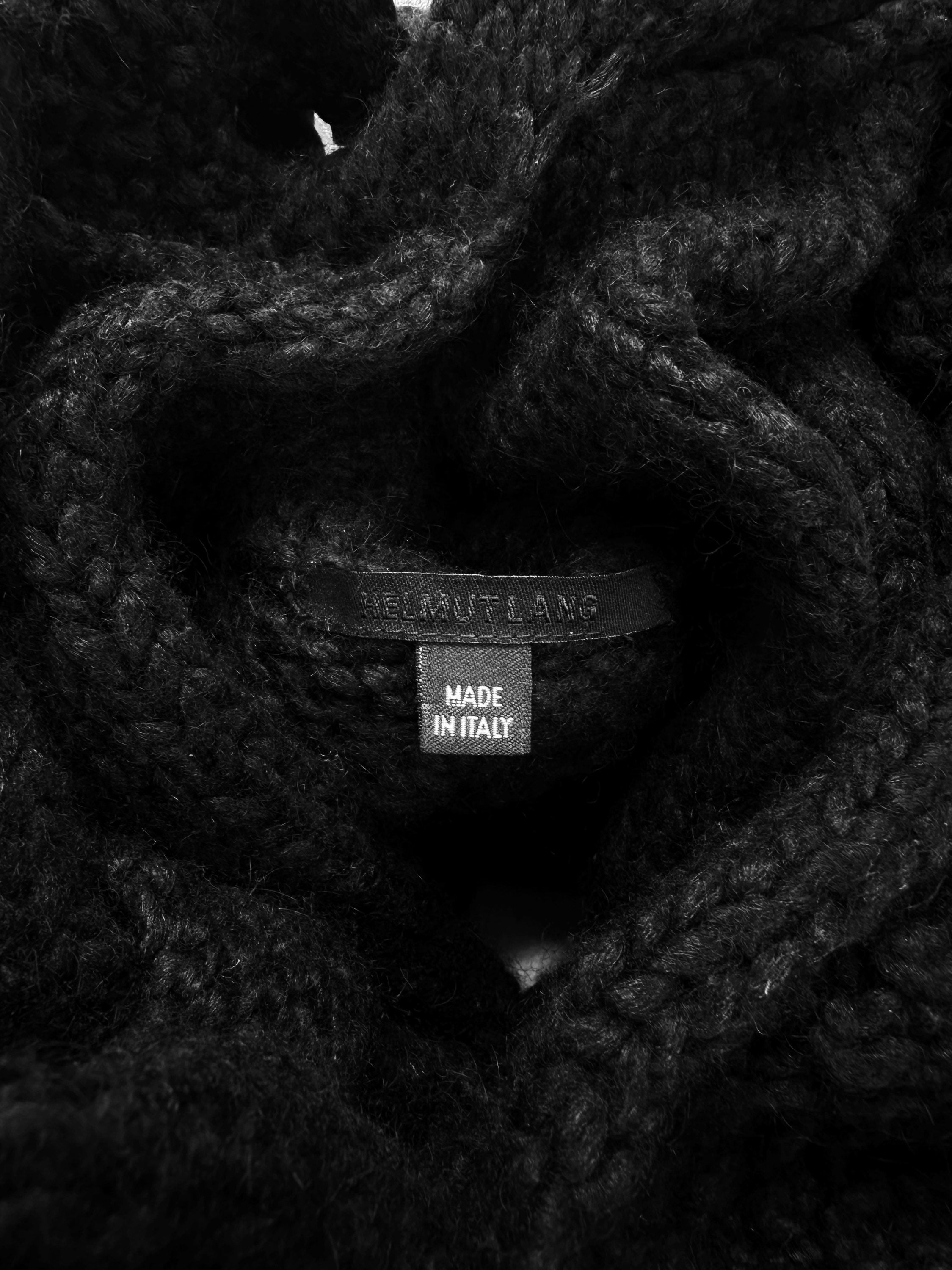 SS02 Helmut Lang ‘Braided’ Cashmere Black Cut Out Knitted Sweater