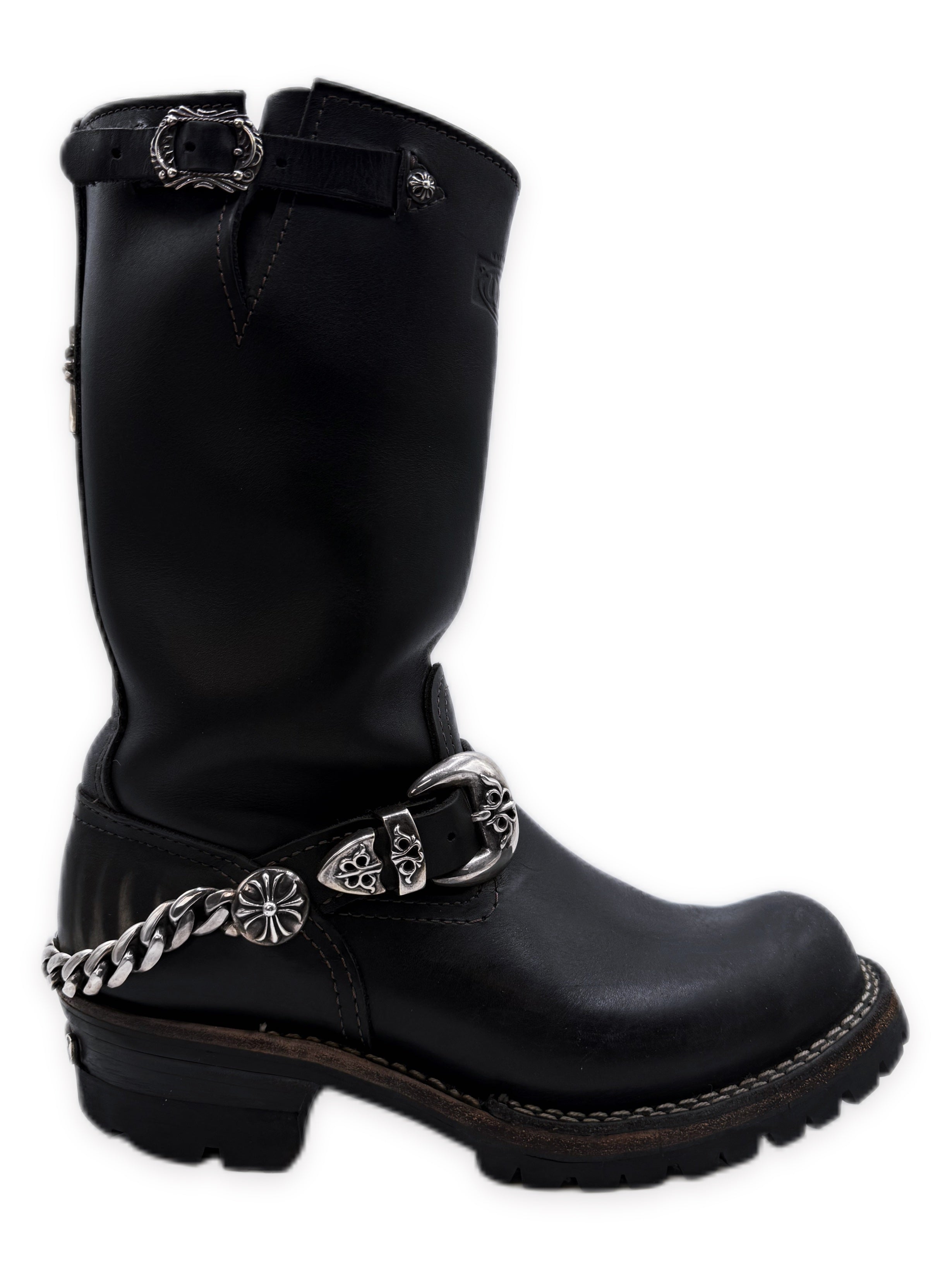 Chrome Hearts x Wesco 3 Piece Cuban Link Silver Cross Engineer Boots