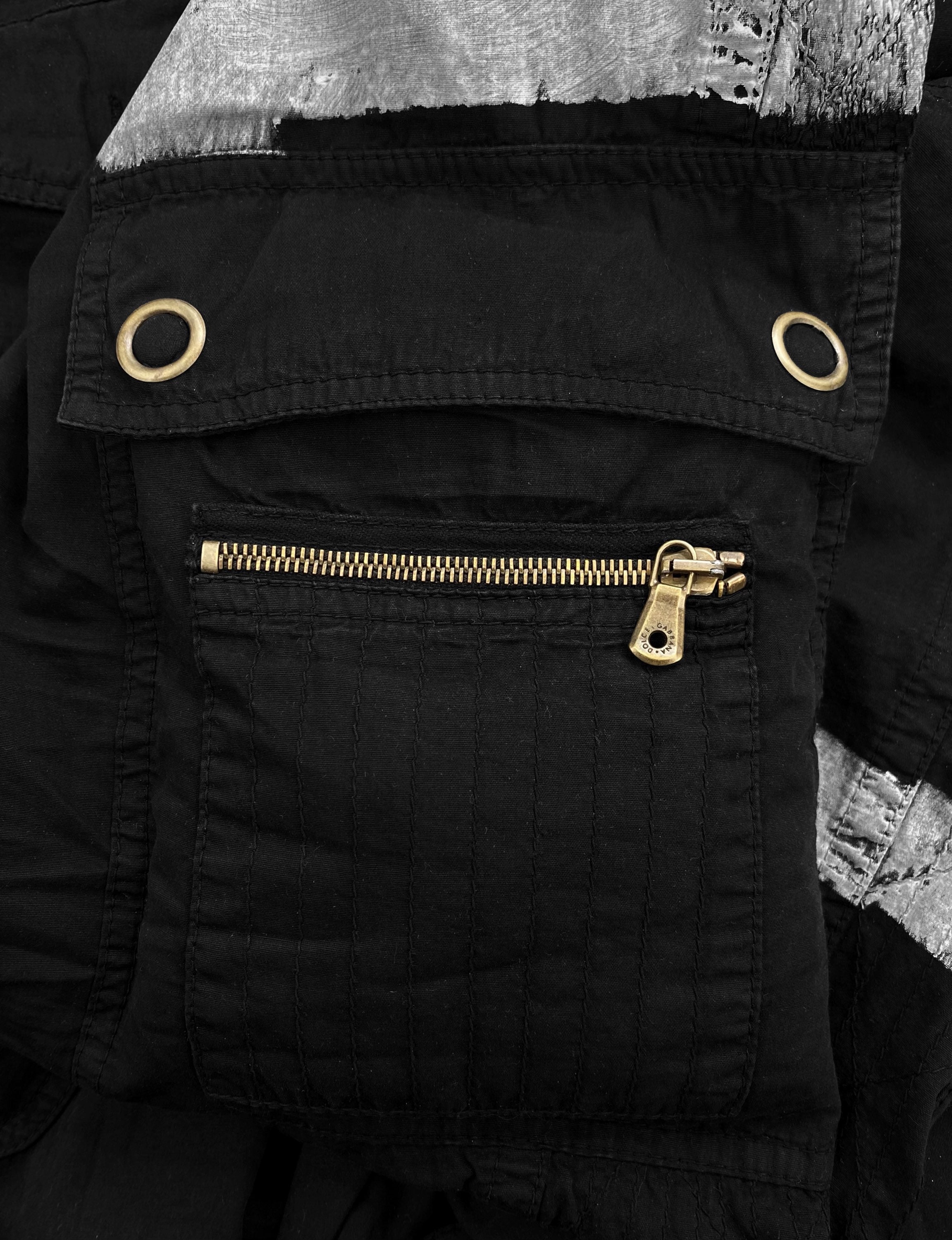 SS02 Dolce &amp; Gabbana 3D Reinforced Black Painted Cargo Pants