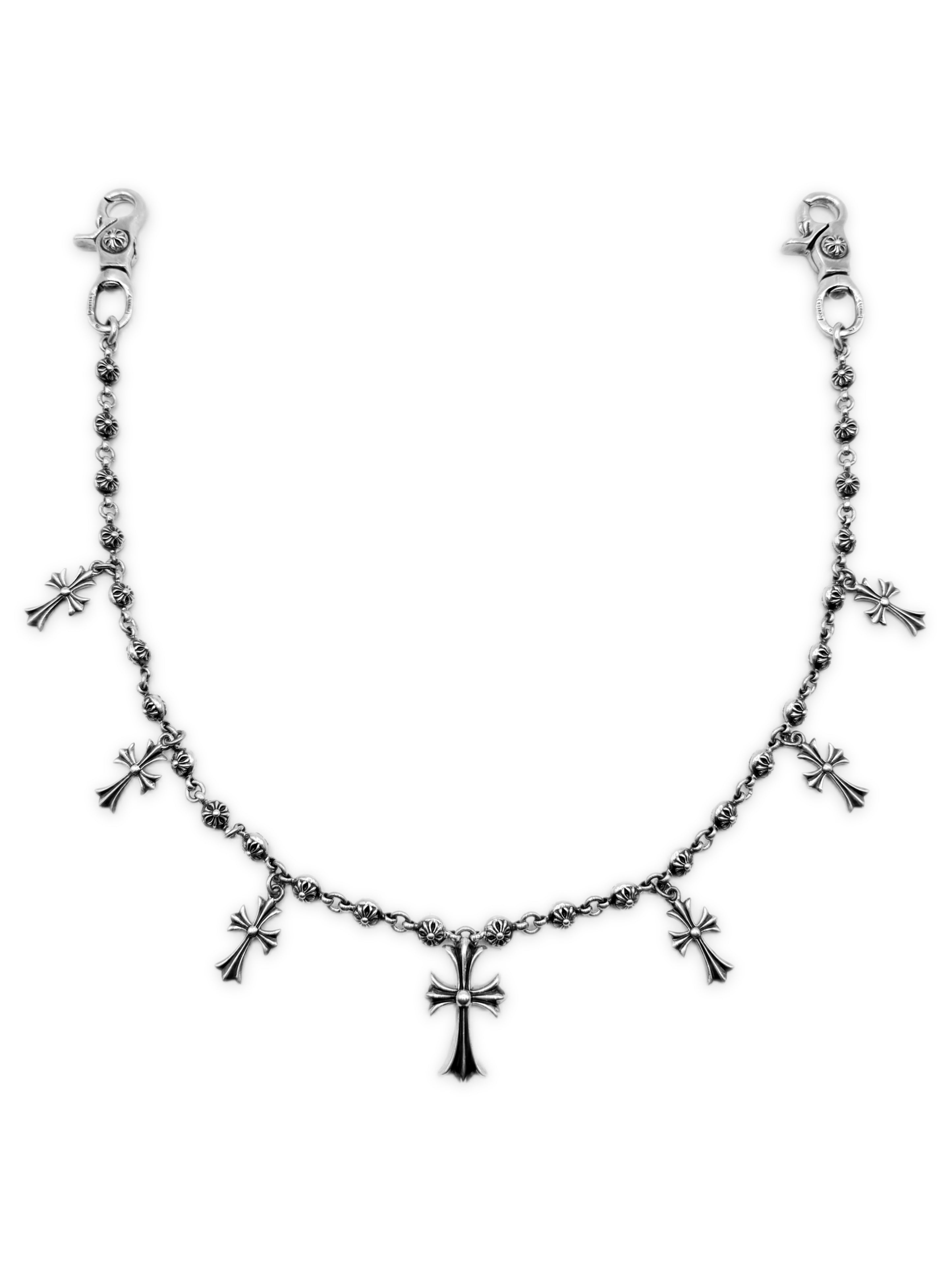 Chrome Hearts Cross Pendant 28 in Cross Ball . Double Lobster Wallet Chain