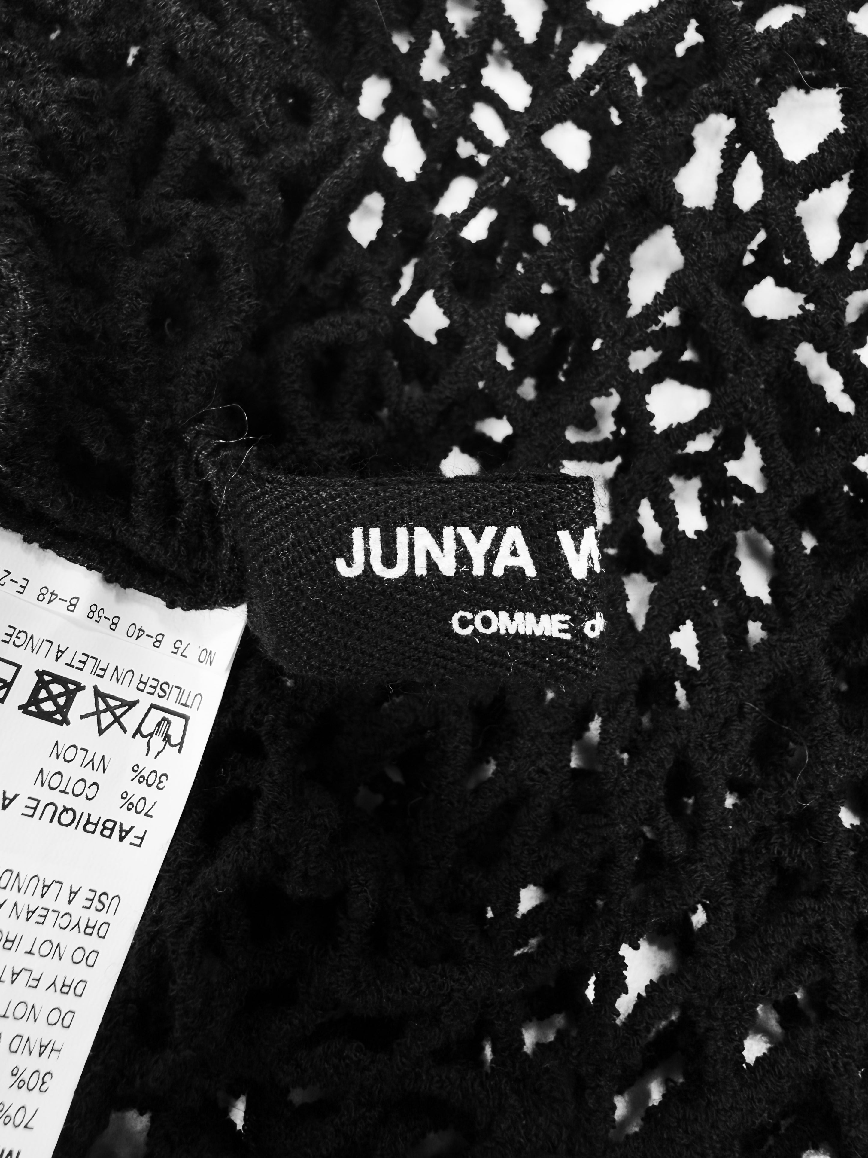 2018 Junya Watanabe Fishnet Black Long Sleeve Shirt