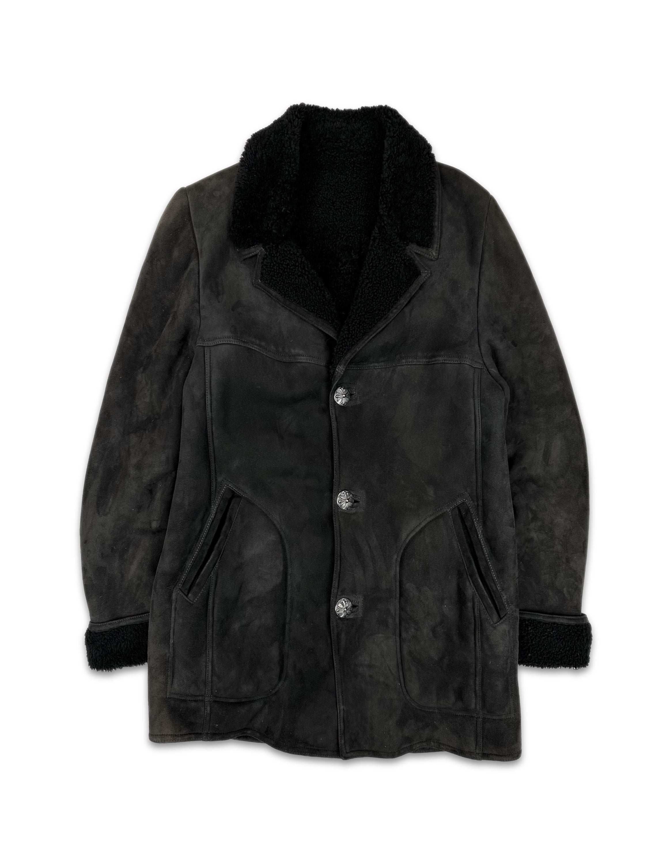 Chrome Hearts Mouton Fur Suede Shearling .925 Silver Jacket