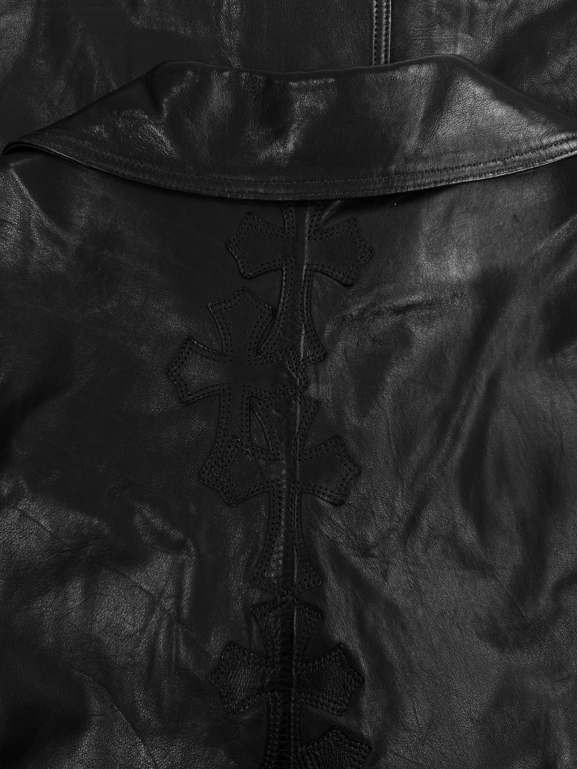 Chrome Hearts 8 Cross Patch Black Multi Pocket Leather Trench Coat 🕷️