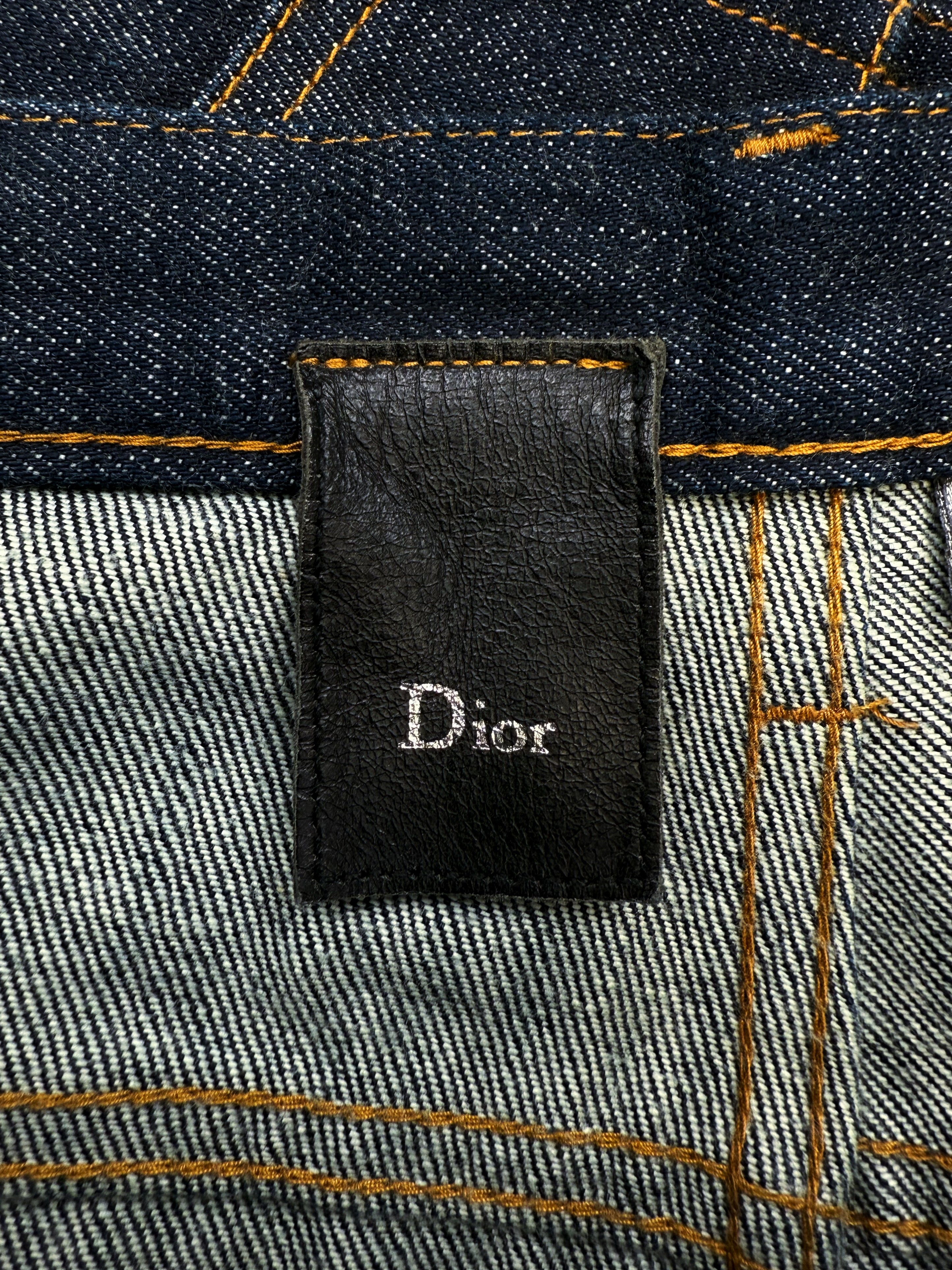 00s Dior by Hedi Slimane Contrast Stitch Dark Wash Jeans