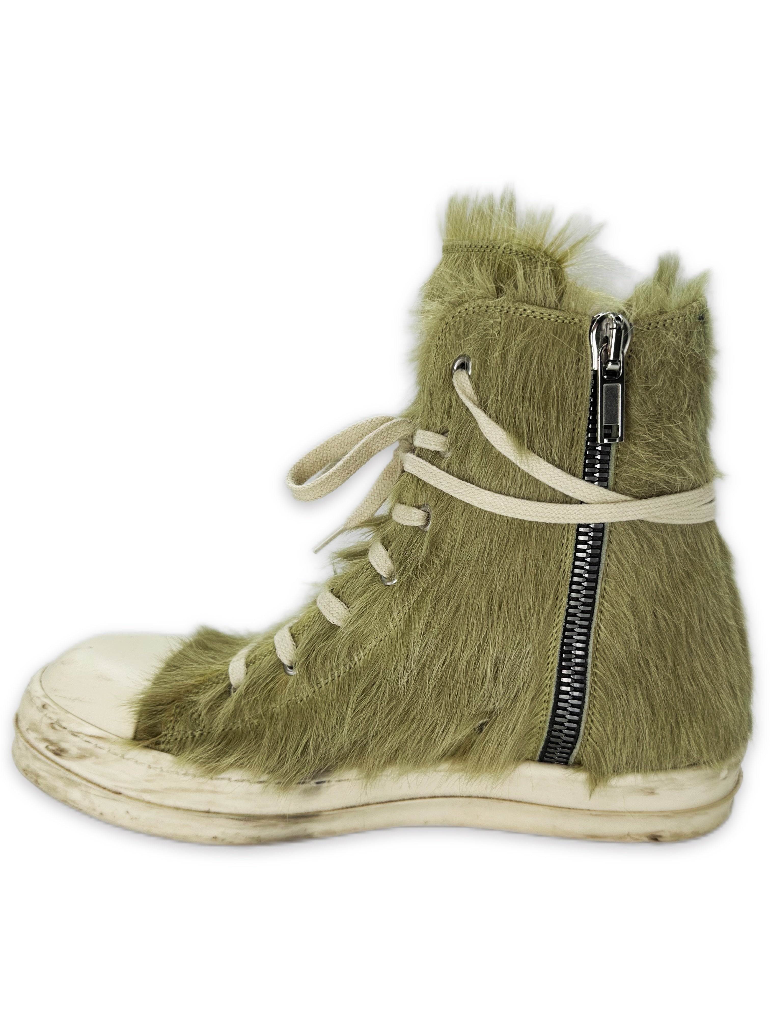 AW21 Rick Owens Pony Hair ‘Gethesmane’ Dirty Acid / Milk Ramone Sneakers