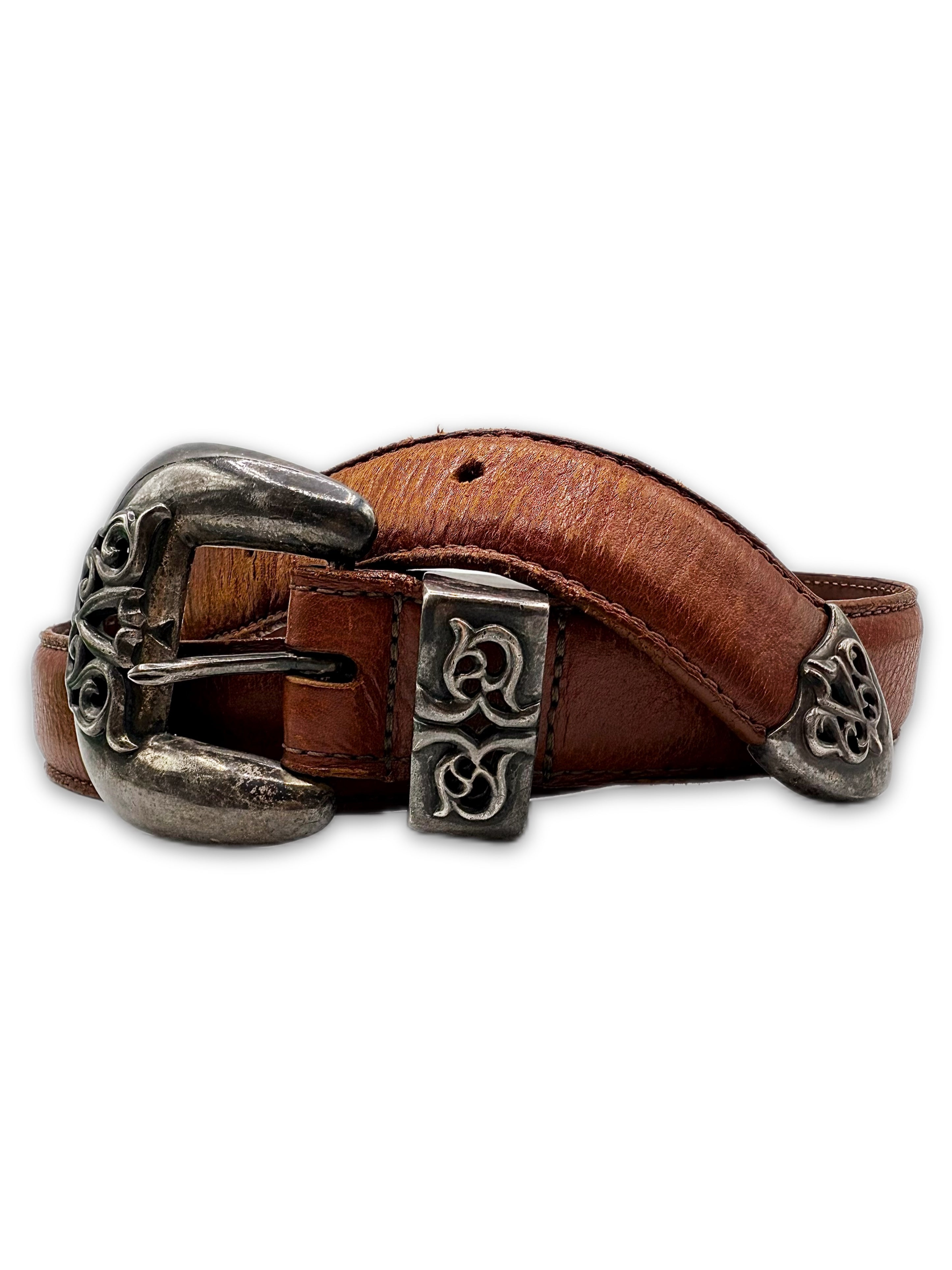 Chrome Hearts 3 Piece Brown Leather 1 in Western Belt
