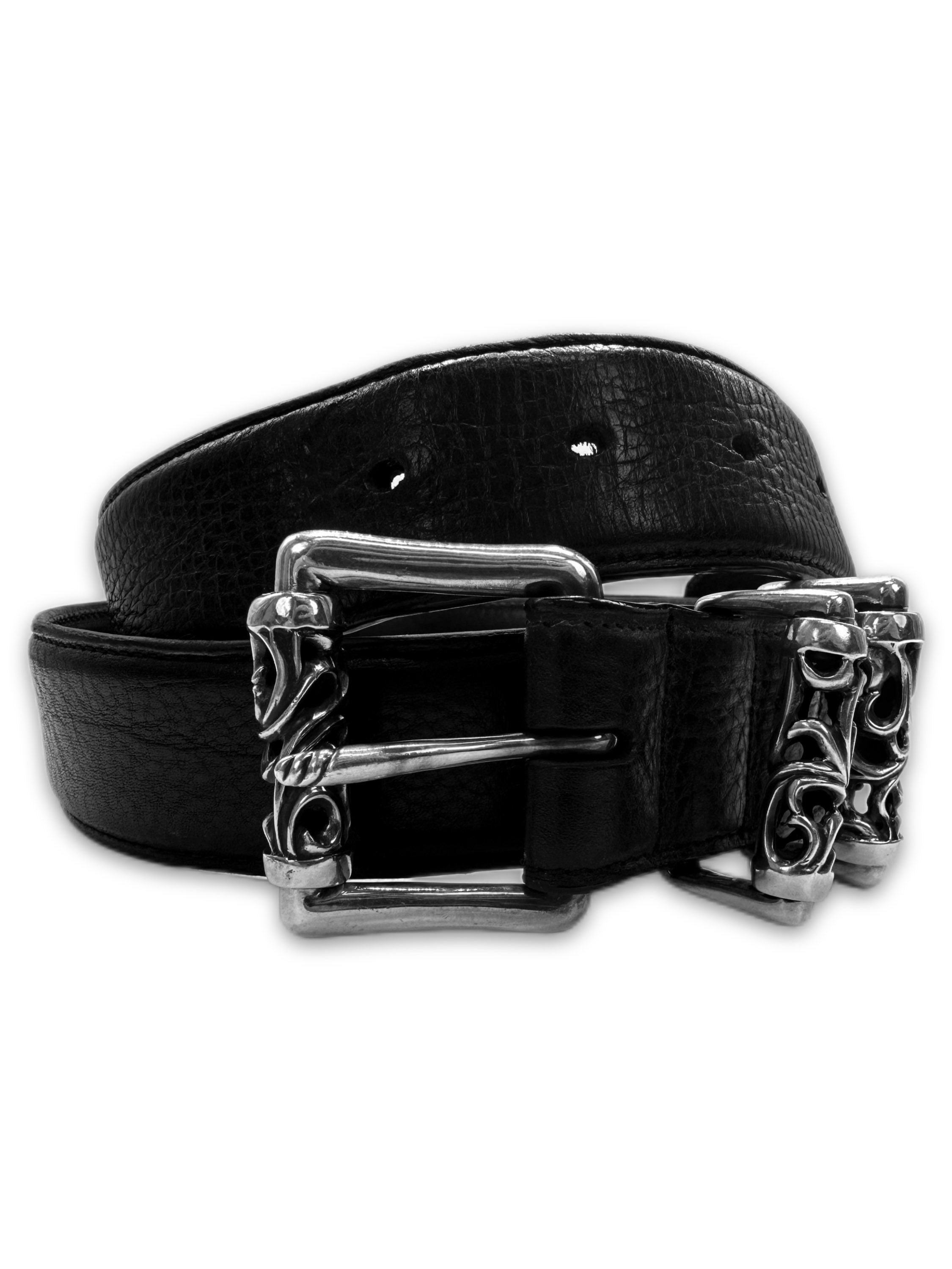 Chrome Hearts ‘Roller’ .925 Silver Black Leather Belt