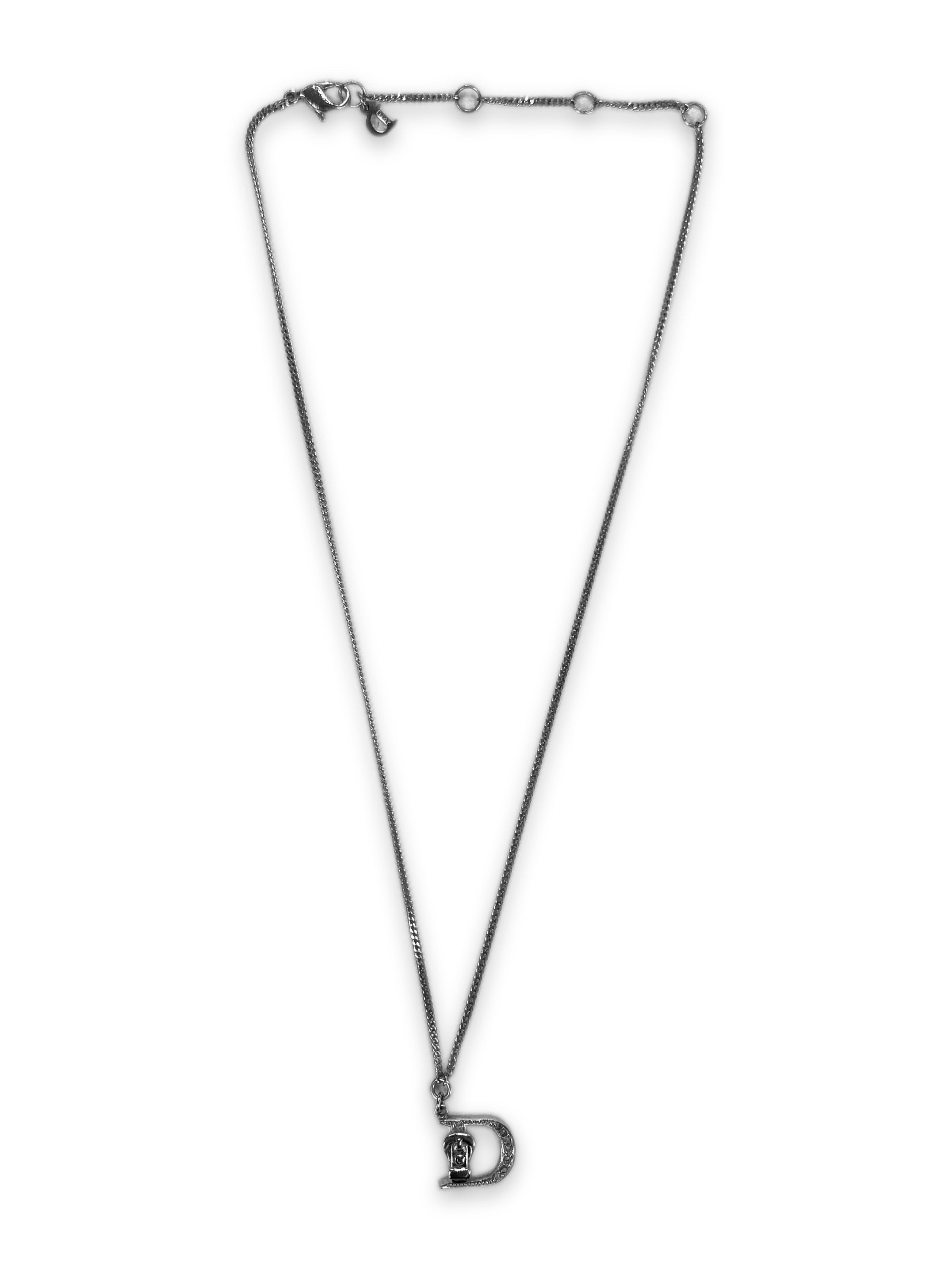 00s Dior Belted Swarovski Crystal ‘D’ Logo Necklace
