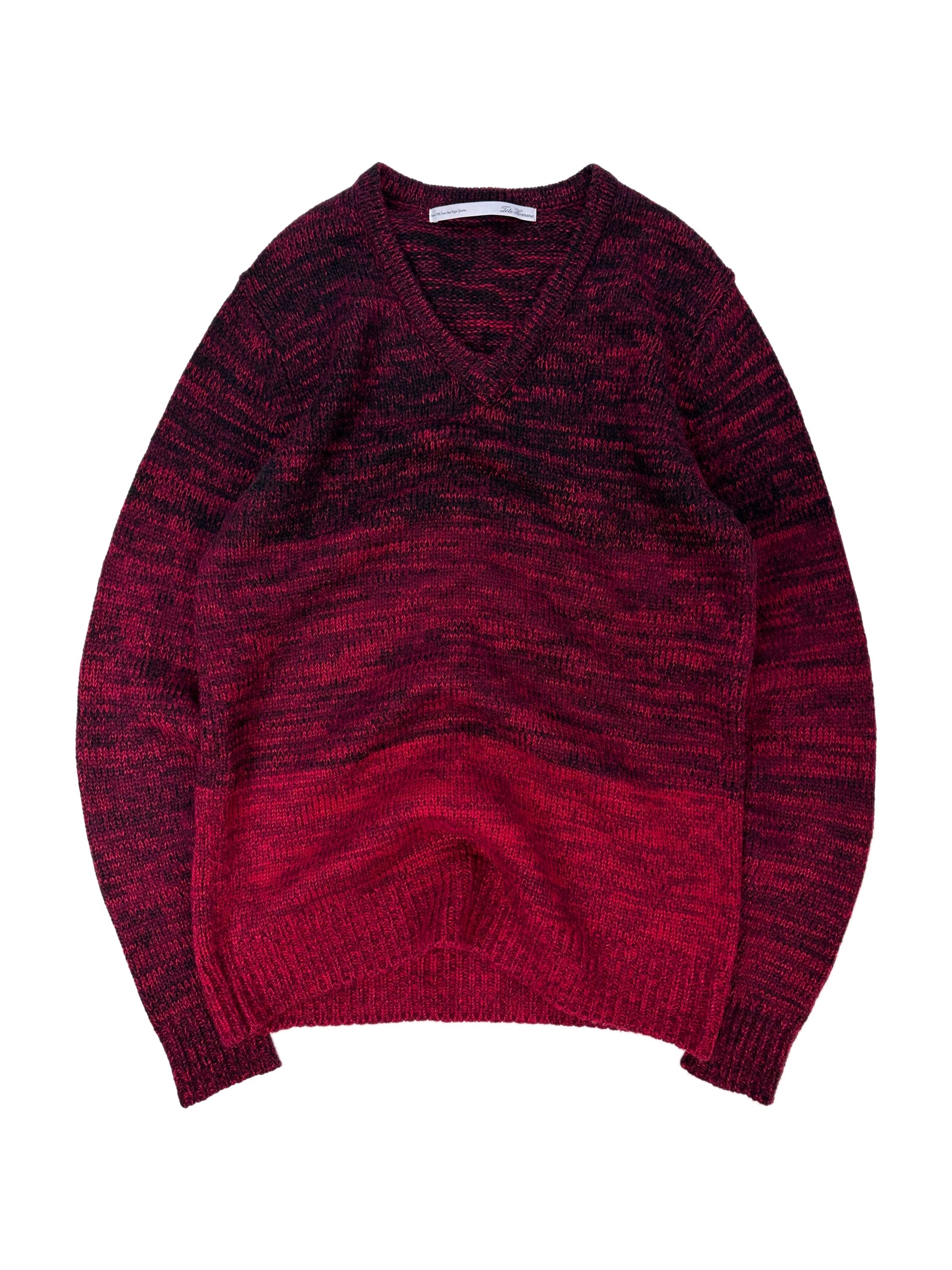 Tete Homme Red Gradient Heavy Weight Knitted Sweater