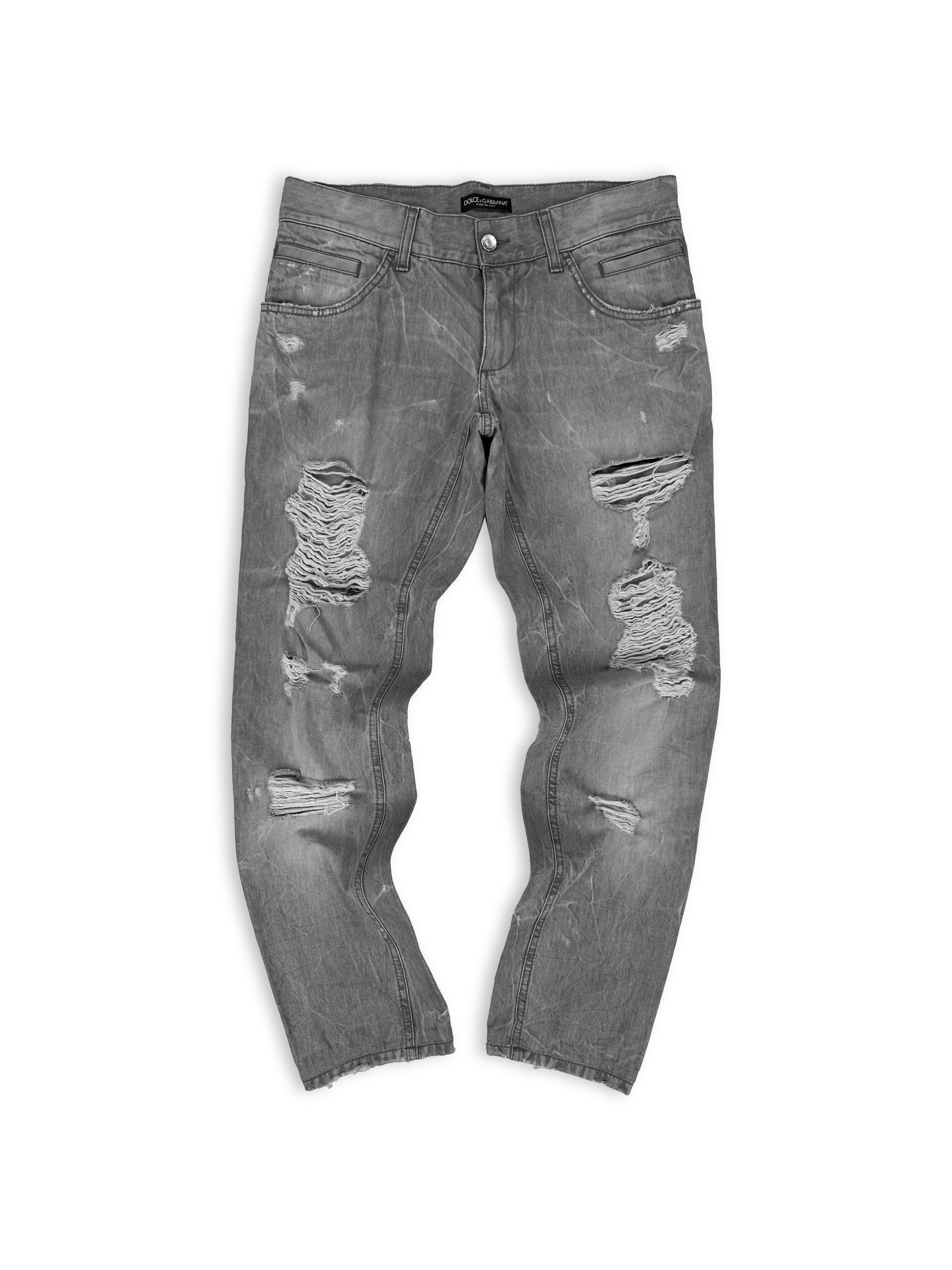 00s Dolce &amp; Gabbana ‘Distressed’ Boot Cut Grey Denim