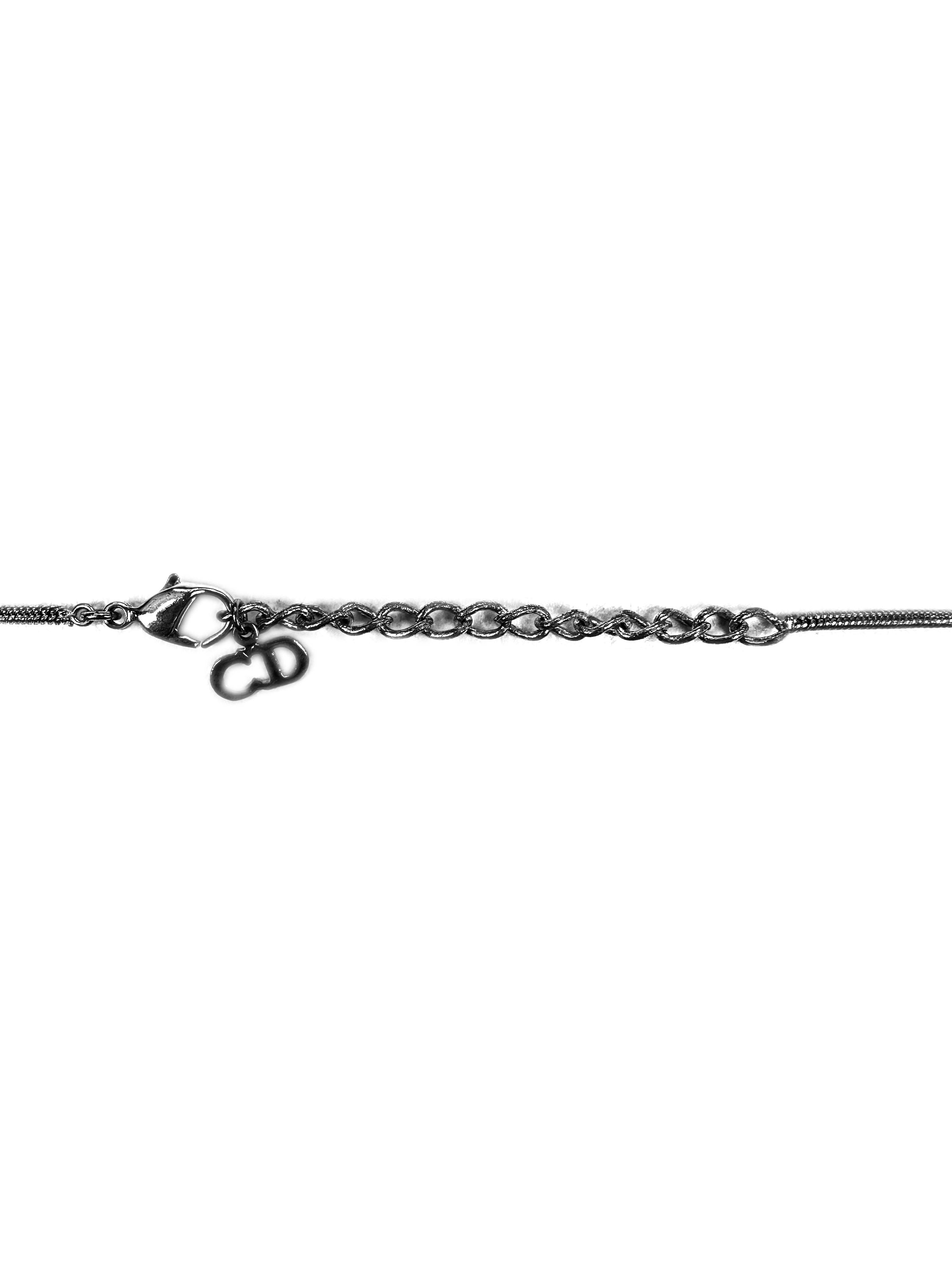 00s Dior ‘D’ Pendant Silver Etched CD Necklace