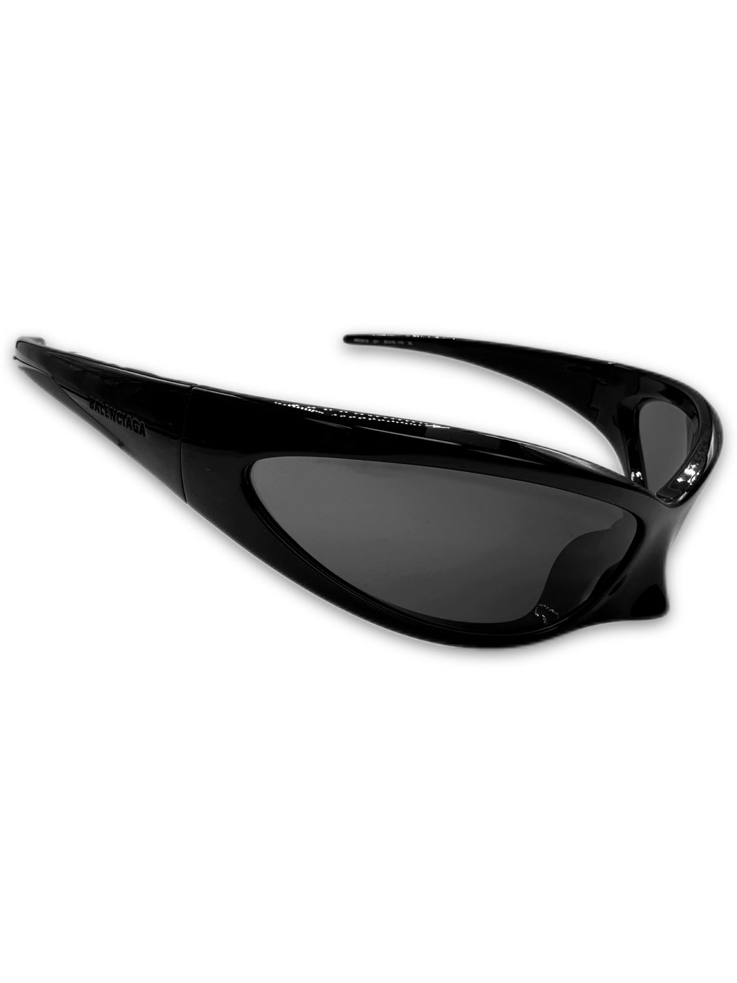 AW22 Balenciaga ‘Skin Cat’ Wrap Around Glossy Black Sunglasses