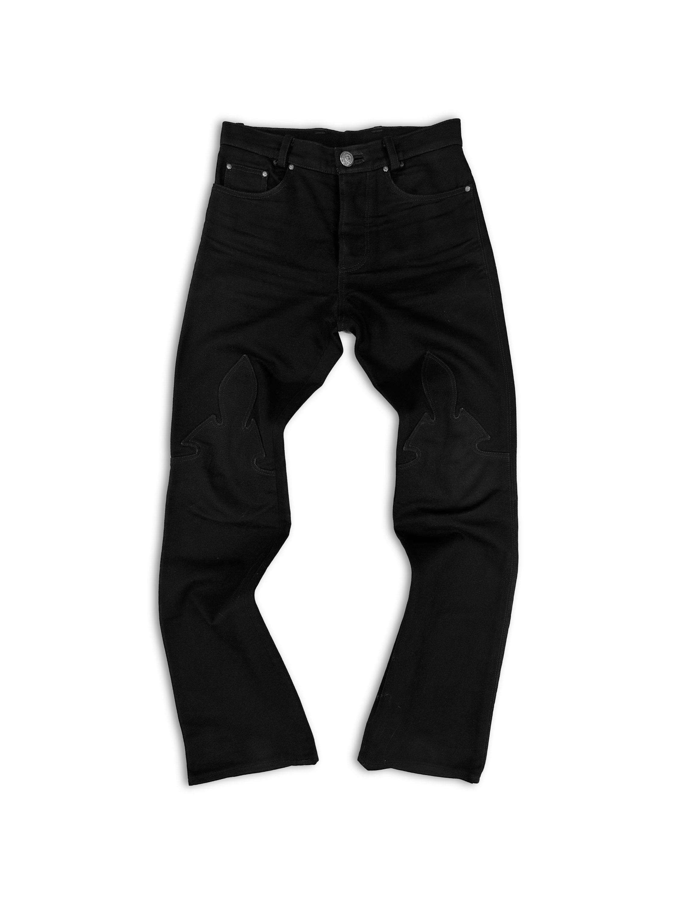 Chrome Hearts ‘Fleur’ Knee .925 Silver Black Flared Cut Denim