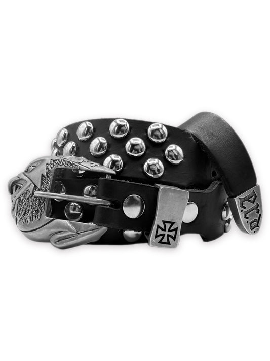 Enfants Riches Deprimes Eagle Buckle Dome Silver Studded Three Row Belt
