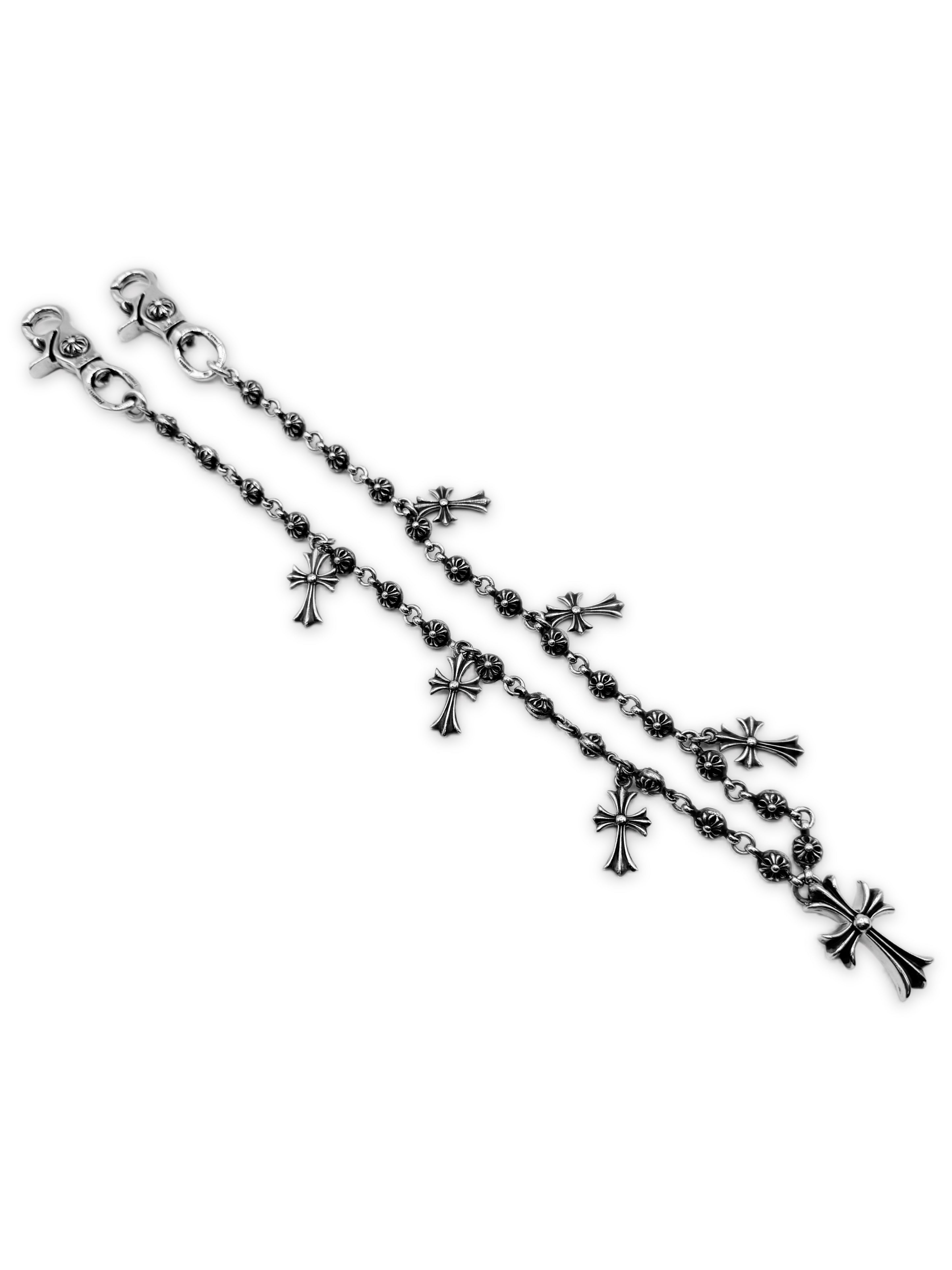Chrome Hearts Cross Pendant 28 in Cross Ball . Double Lobster Wallet Chain