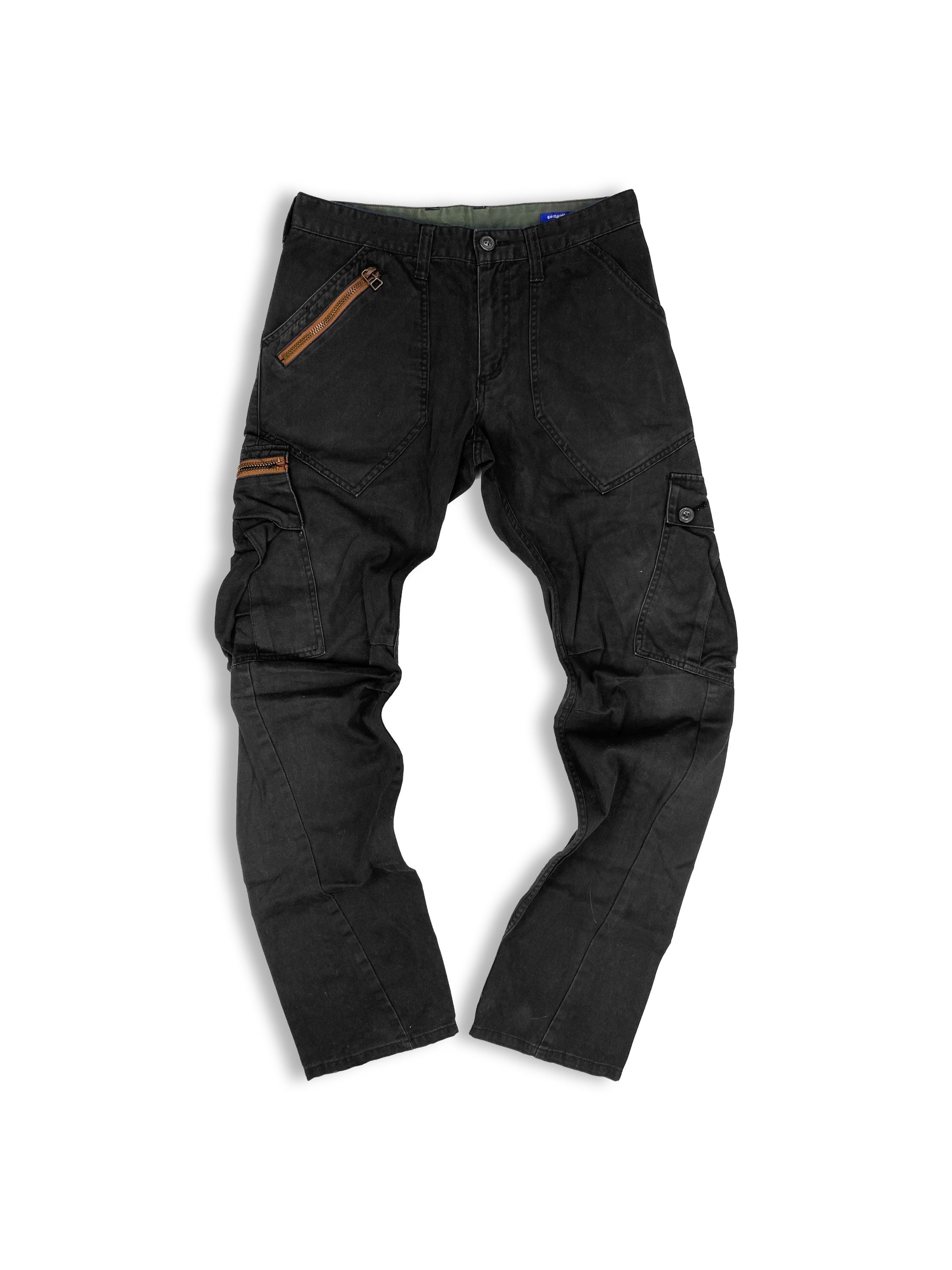 00s Semantic Design Black Multi Pocket Cargo Pants
