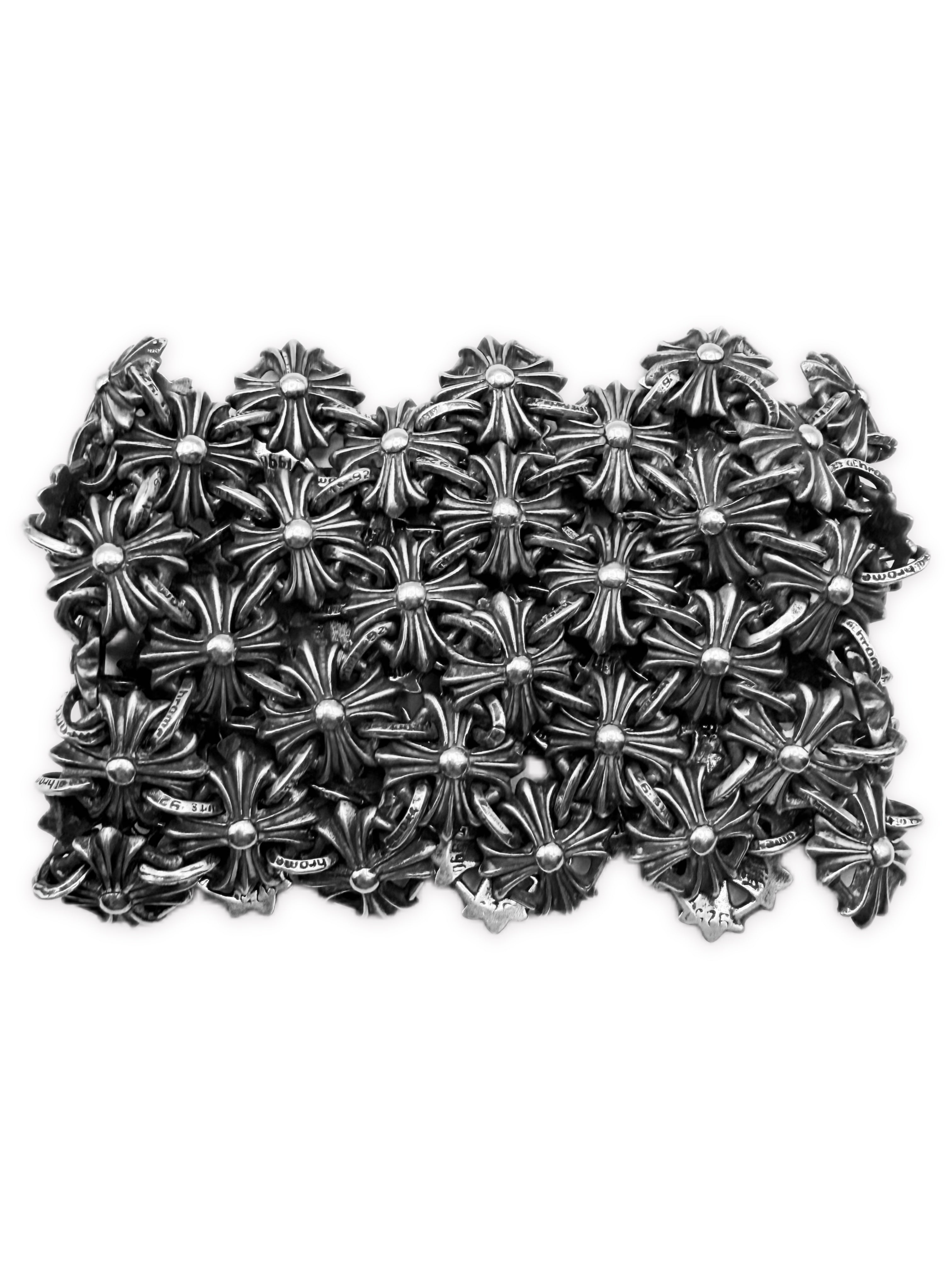 Chrome Hearts Plus Monogram Chain Mail .925 Silver Cuff Bracelet