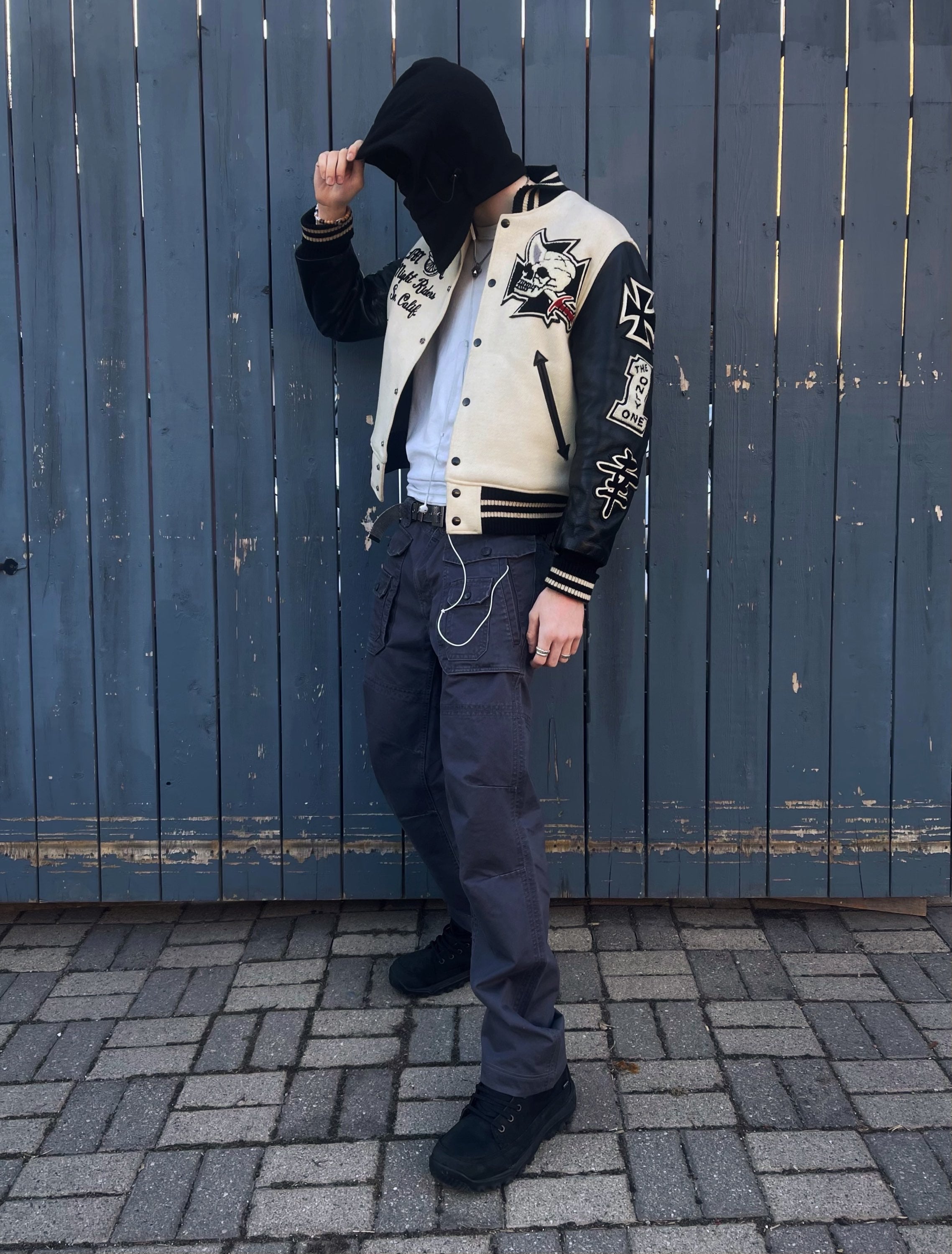 2000s Whitesville ‘Night Rider’ Leather Chenille Patched Varsity Jacket
