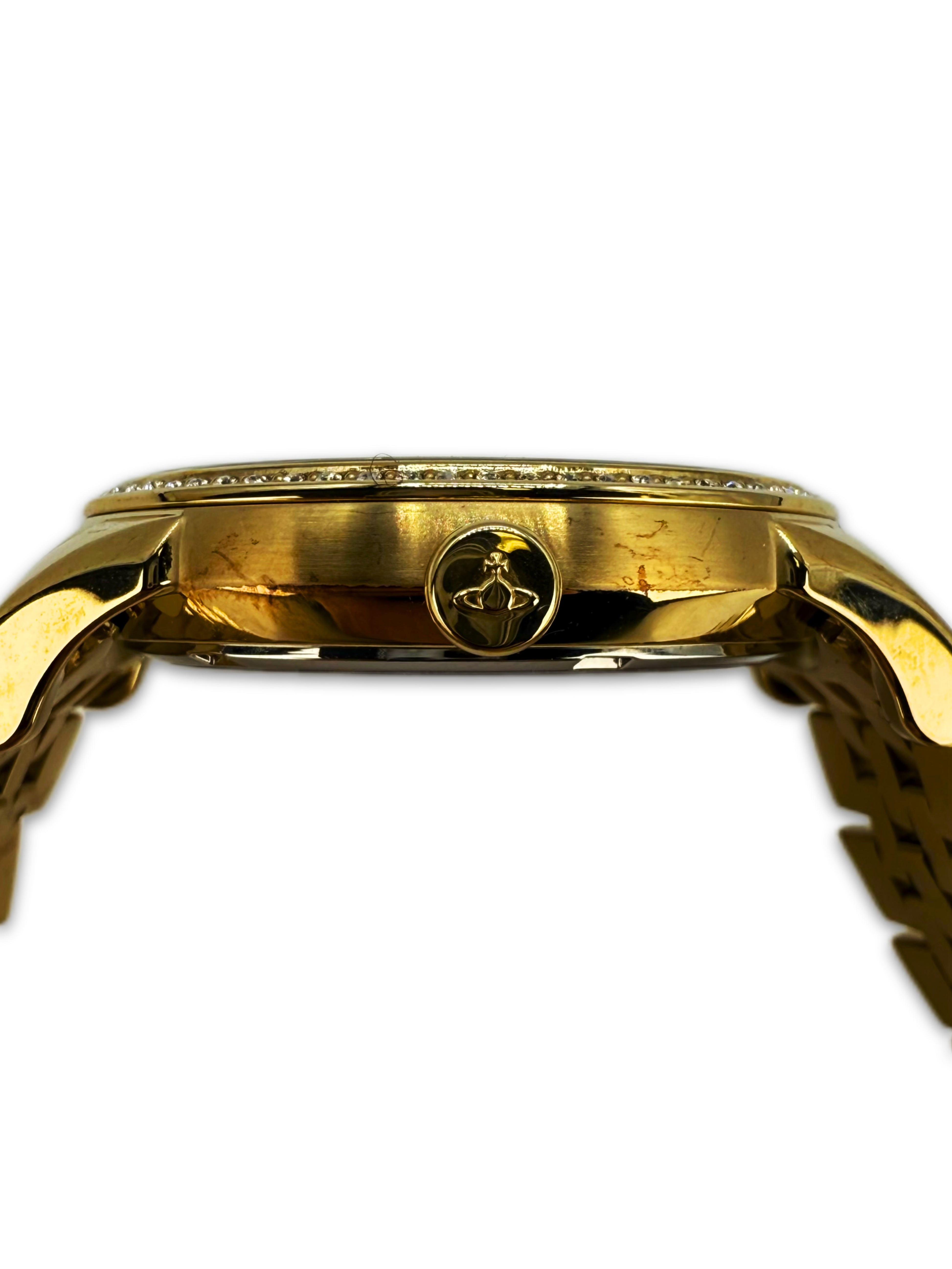 Vivienne Westwood Gold Two Tone Orb Swarovski Crystal Watch