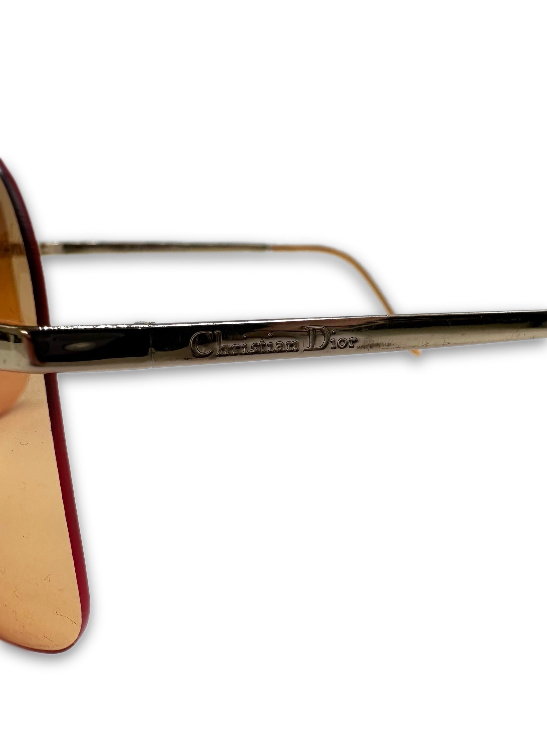 00s Dior Warm Tint ‘Shield’ Metallic Rimless Sunglasses