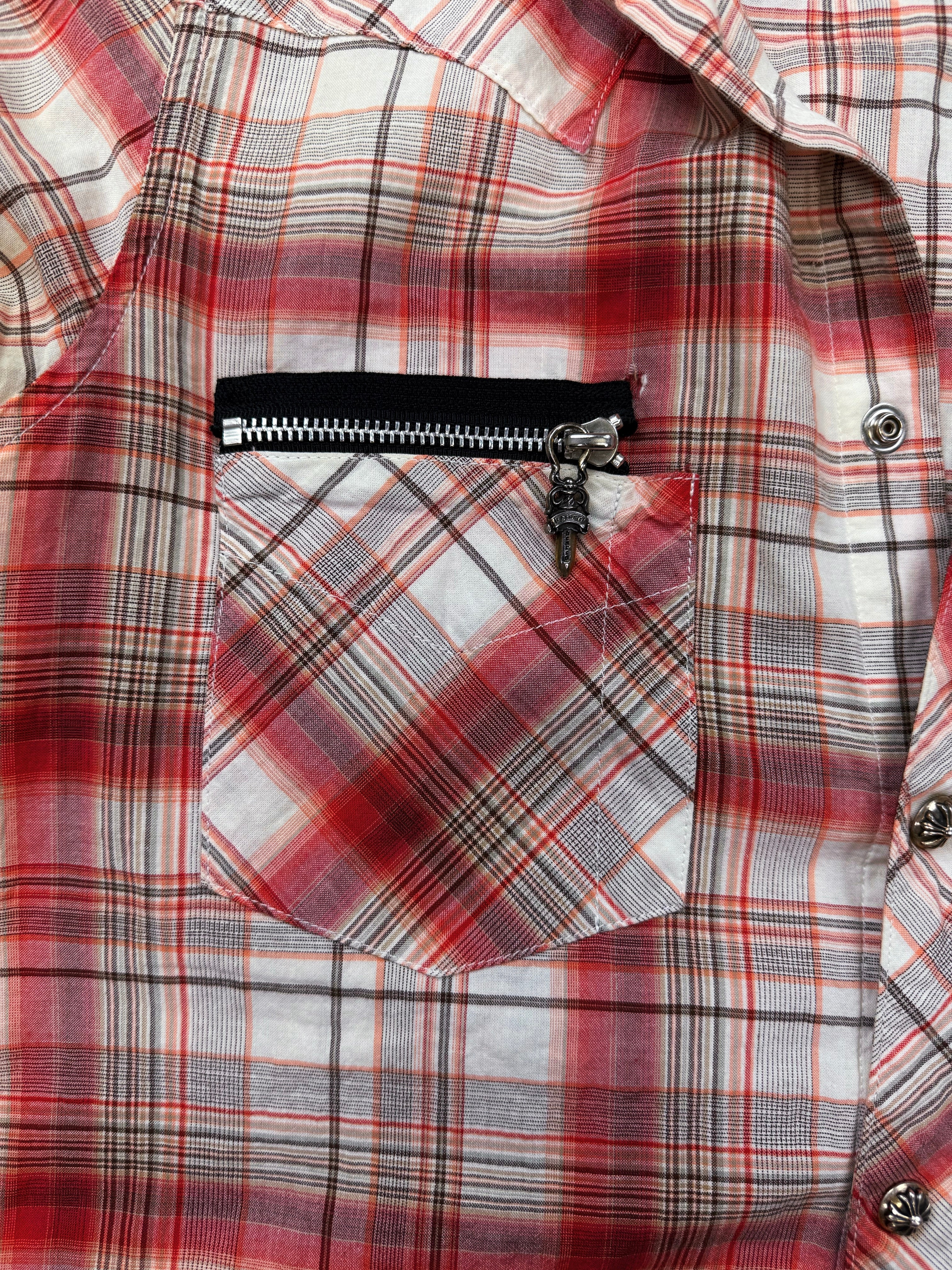 Chrome Hearts Large Cross Patch Leather Button Up Flannel