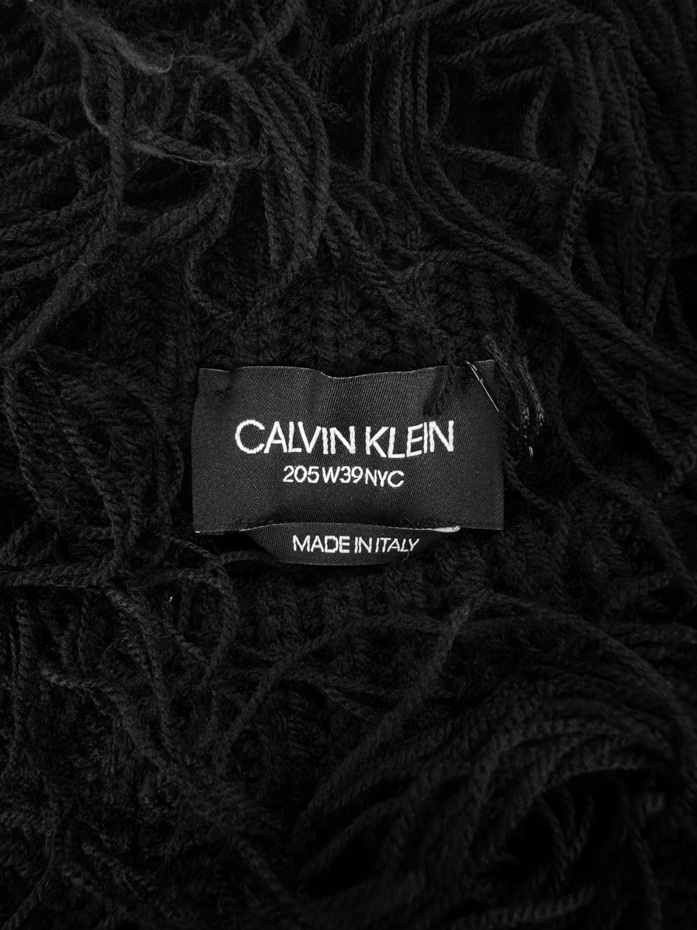 CK205W39NYC by Raf Simons Black Knitted Fringe Tank-top