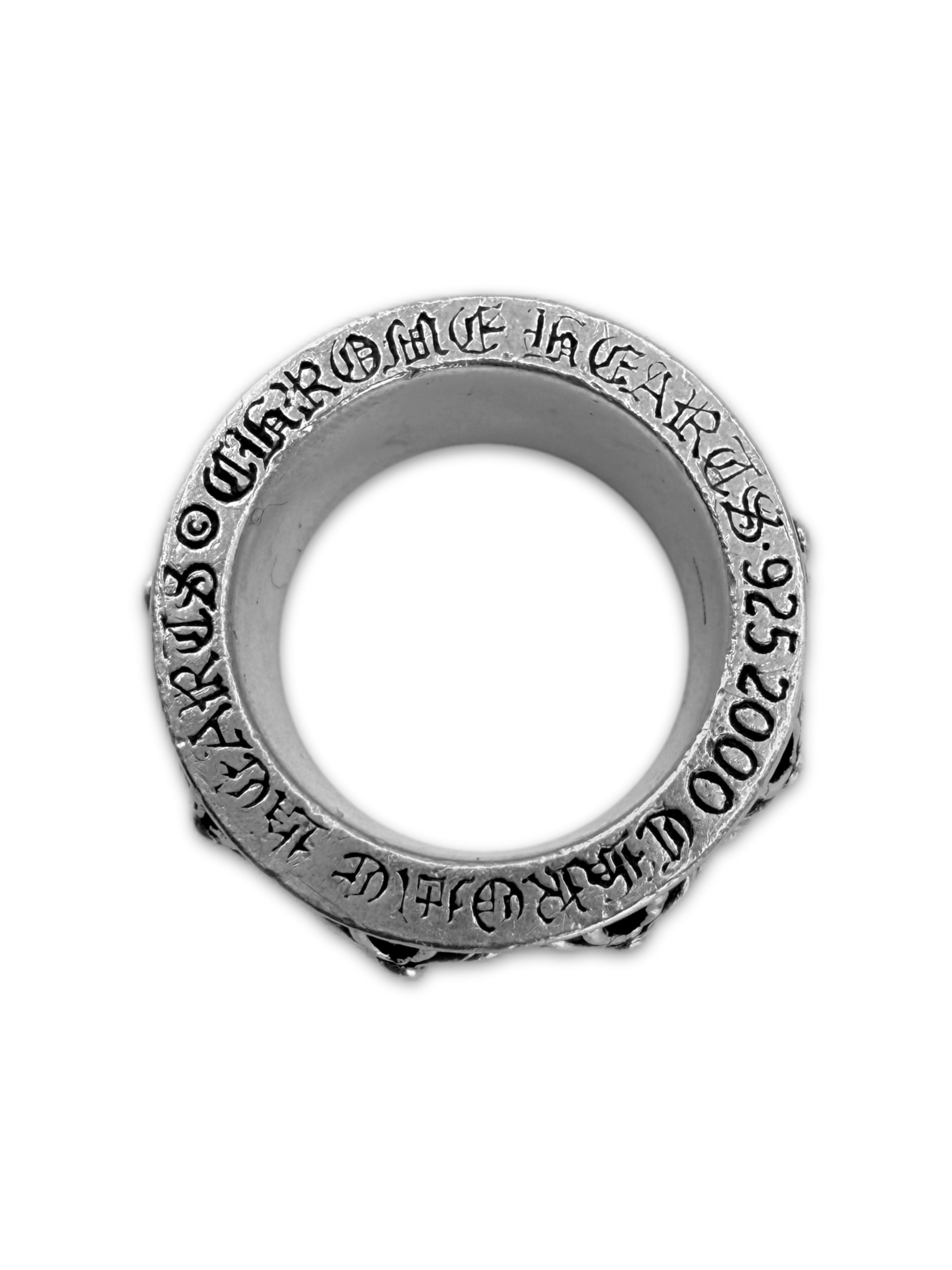 Chrome Hearts Cross Plus Spinner .925 Silver Etched Ring