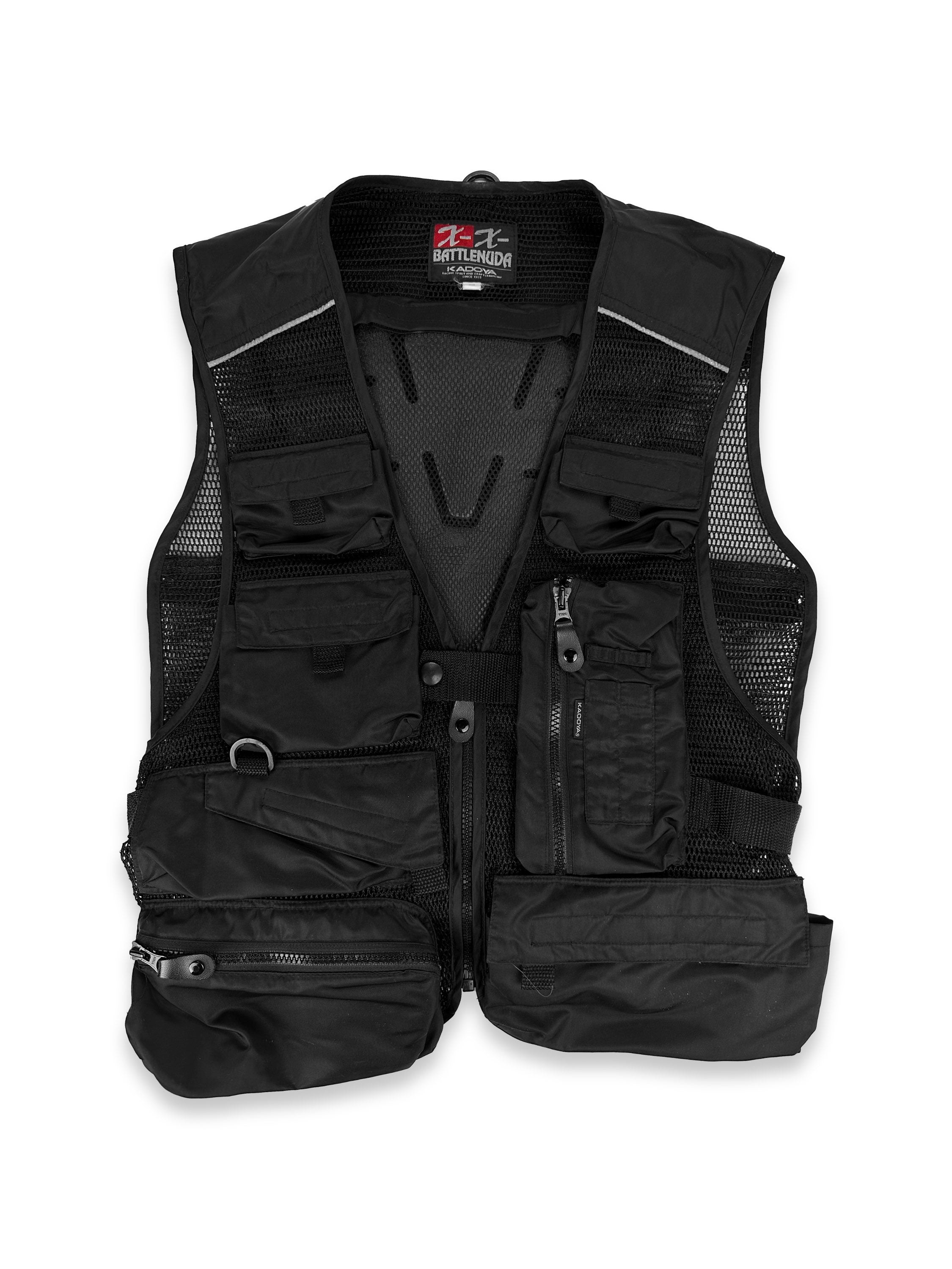 Kadoya Black Multi Pocket Mesh Cargo Vest